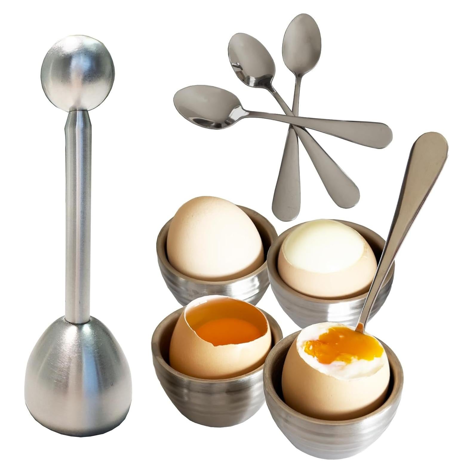 Juego de Tazas para Huevos PALAKATE con Cortador y Cucharas