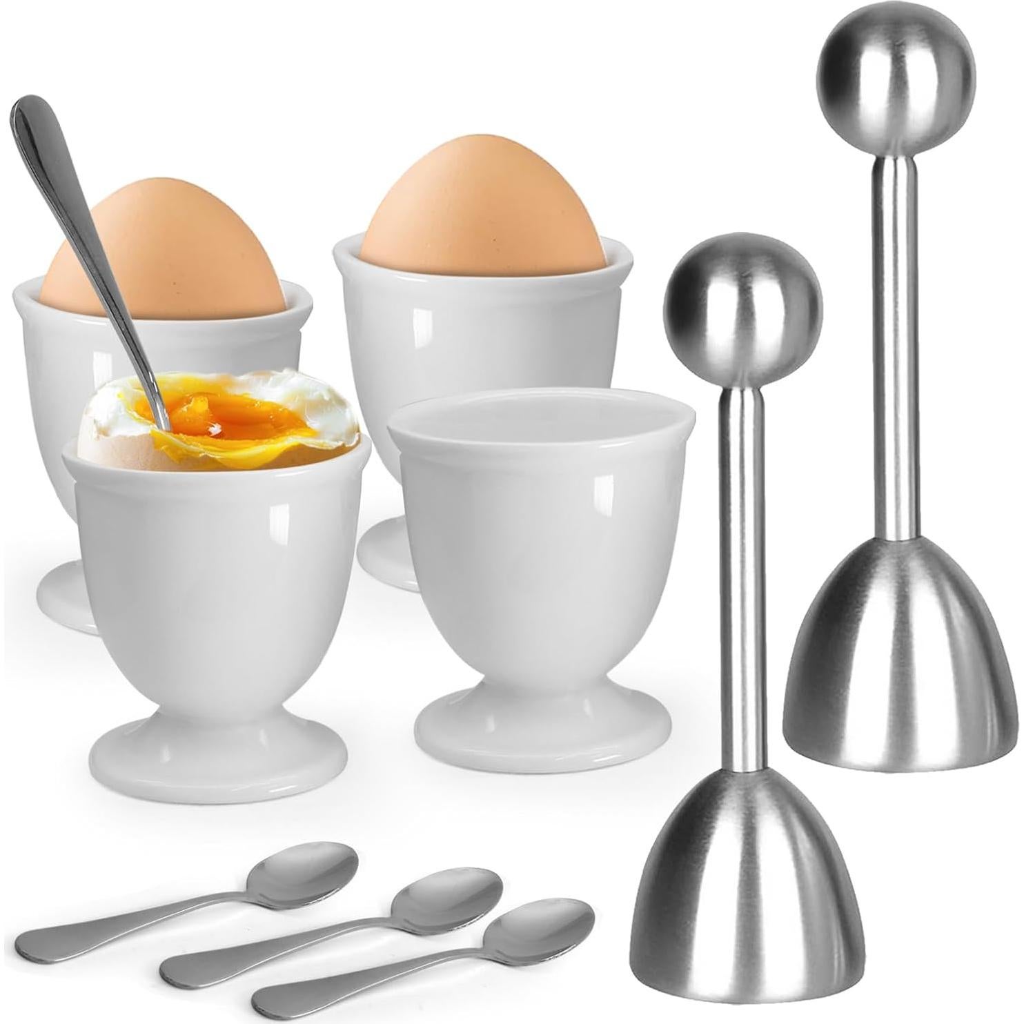 Juego de Tazas para Huevos Vibedor con Cortadores y Cucharas