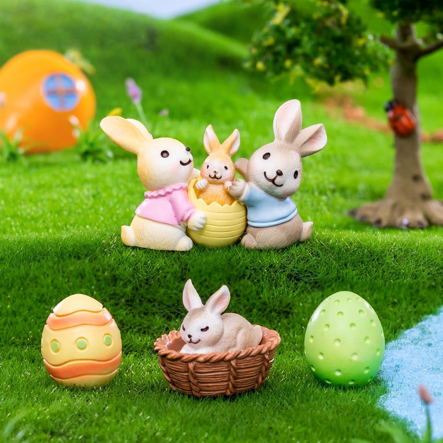 7 Adornos de Conejo y Huevos de Pascua BlingABC - Decoración de Pastel