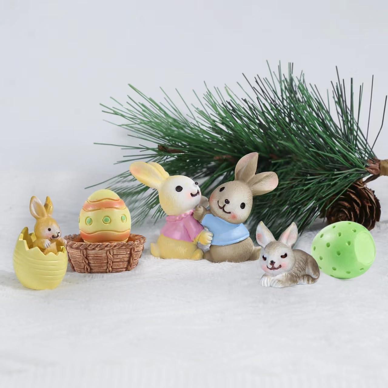 7 Adornos de Conejo y Huevos de Pascua BlingABC - Decoración de Pastel