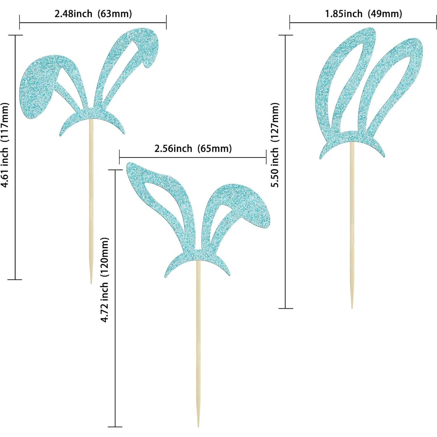 Ephlyn 24 Pcs Adornos de Cupcake Conejo Pascua Azul