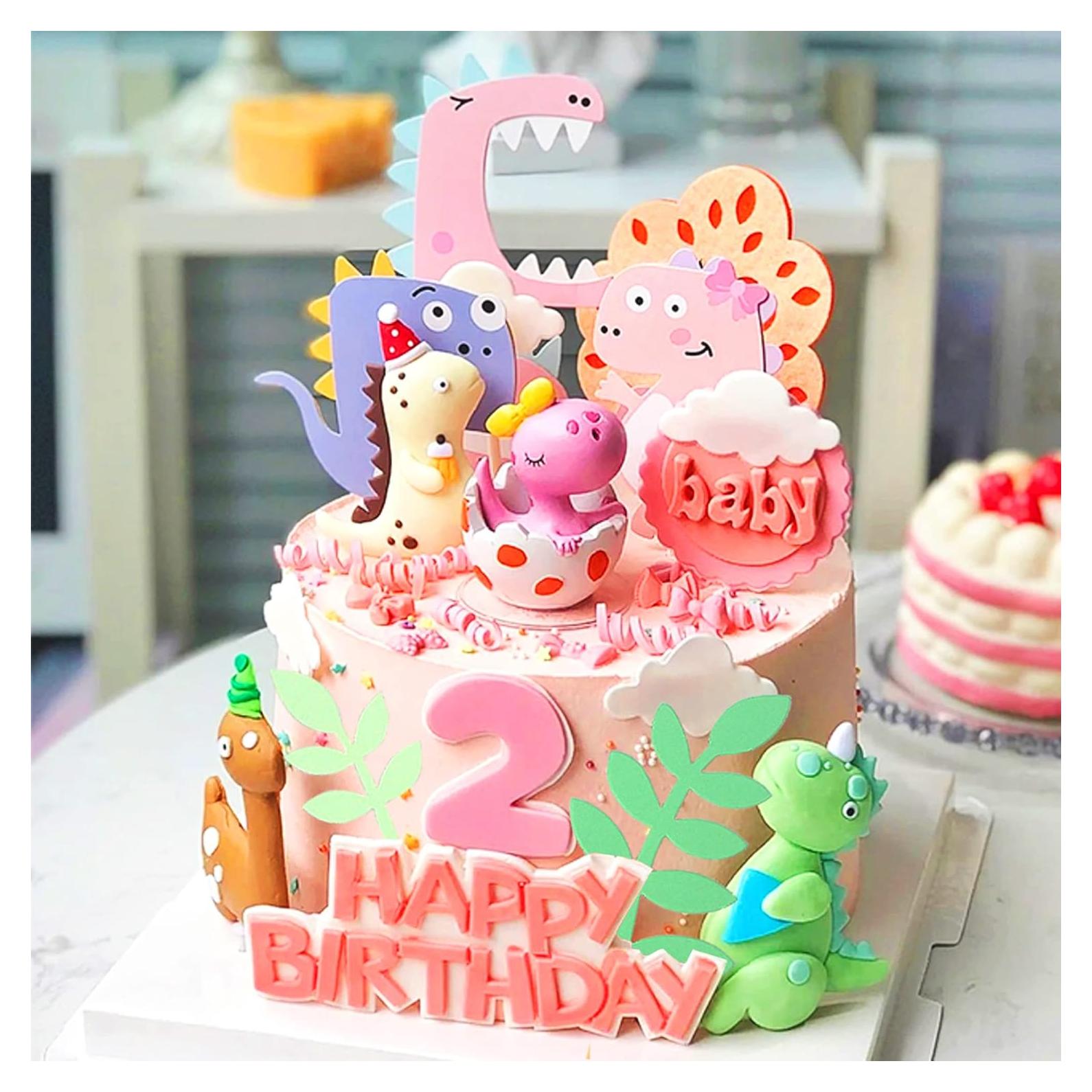 Decoración de Pastel Dinosaurio Rosa GallaRato - Suministros Fiesta