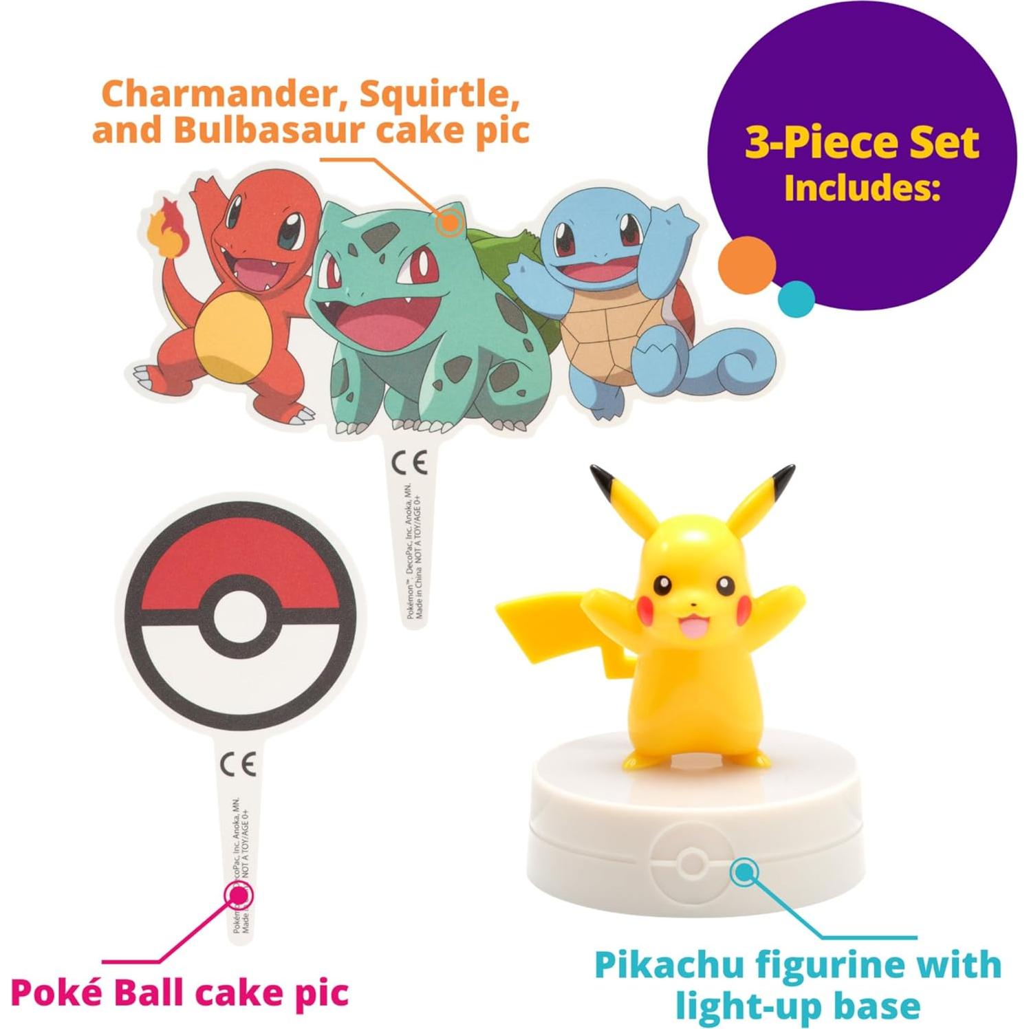 Topper de Pastel Pikachu Iluminado DecoSet® - 3 Piezas