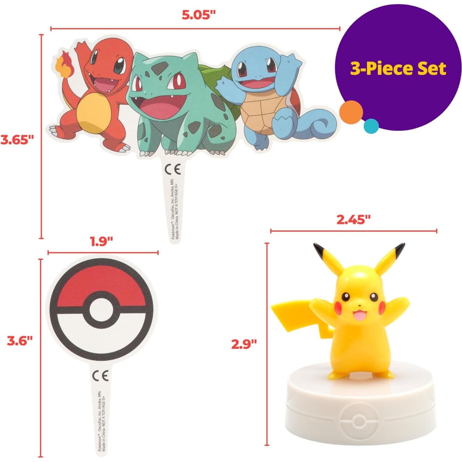 Topper de Pastel Pikachu Iluminado DecoSet® - 3 Piezas