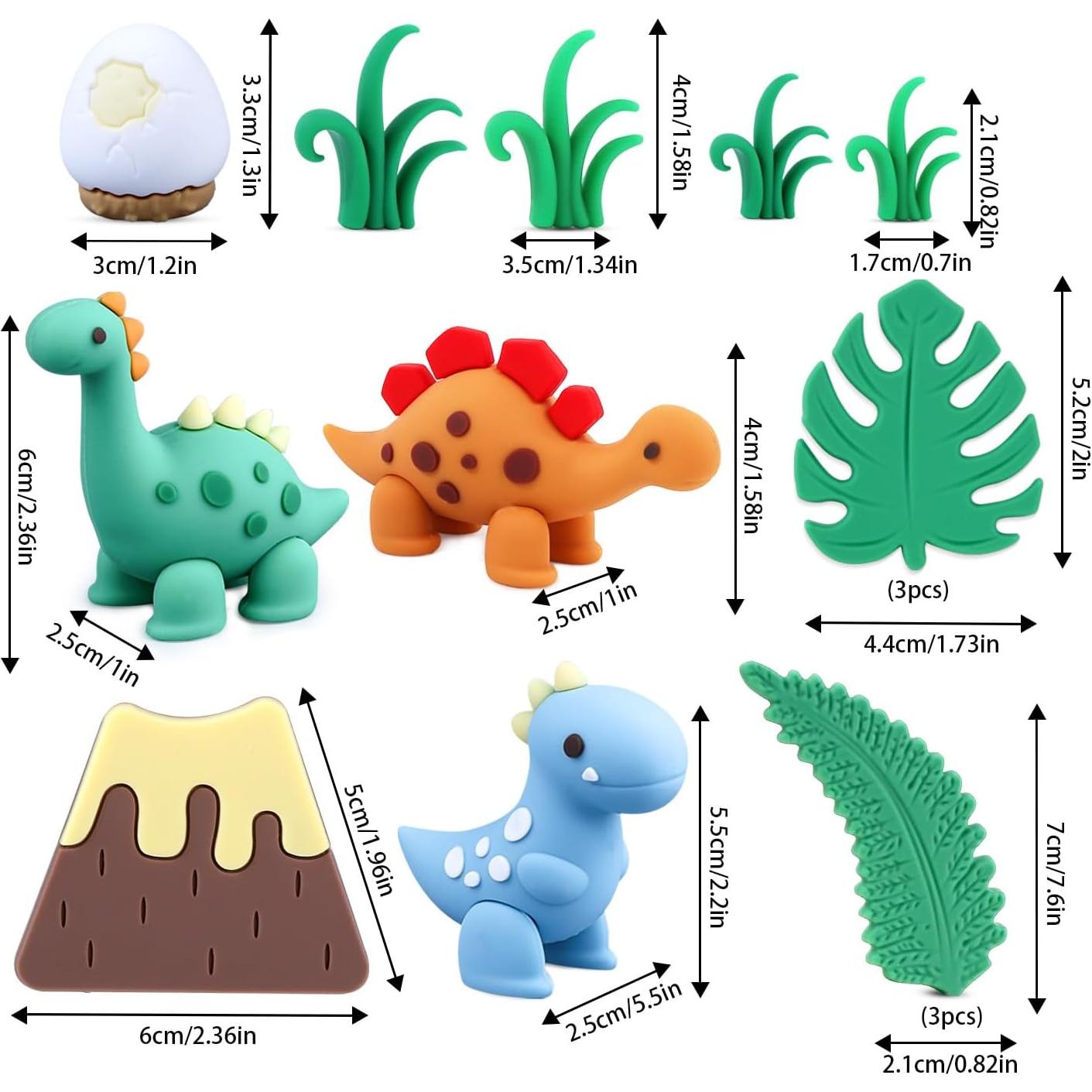 Adornos de Pastel de Dinosaurio BlingABC - 15 Piezas