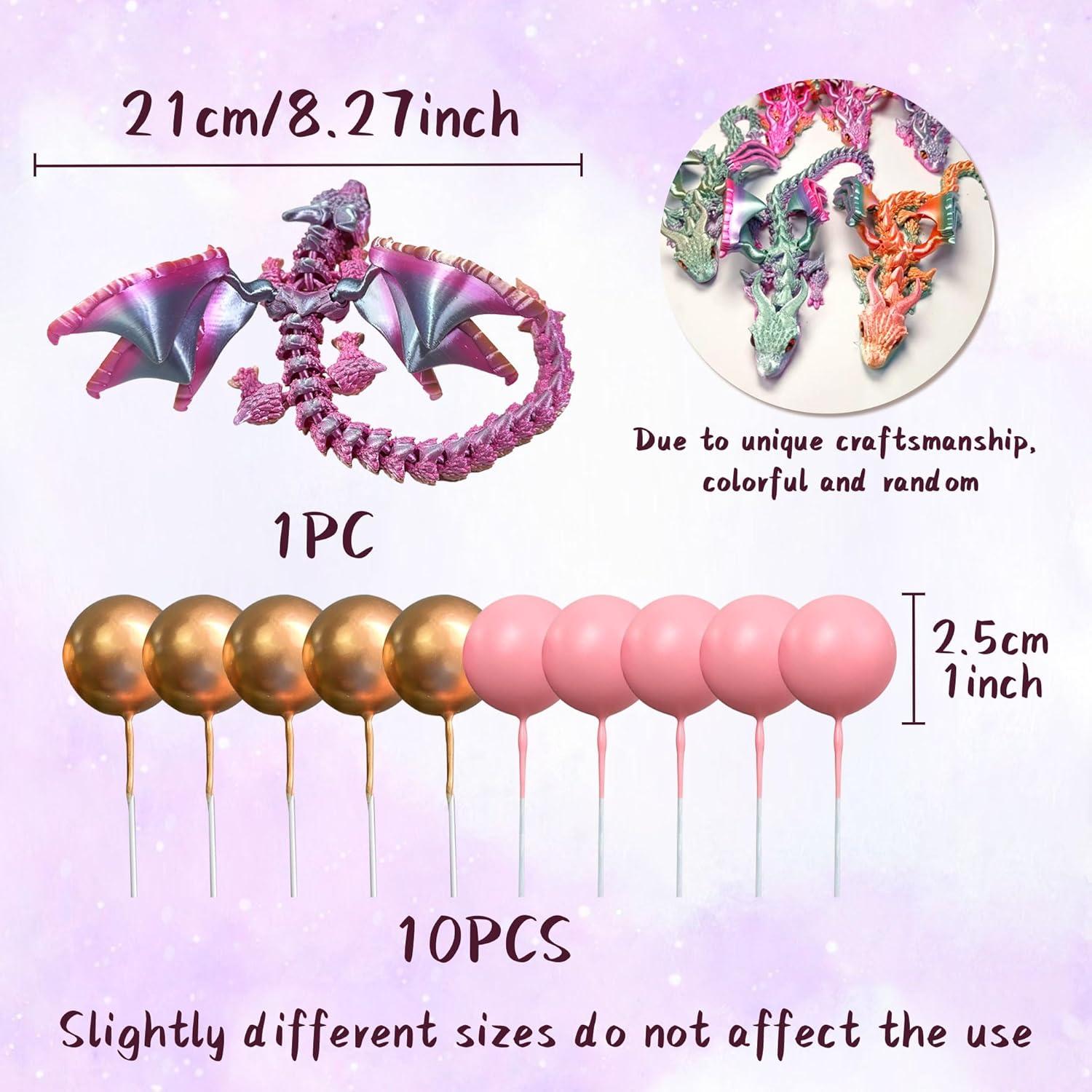 Adorno de pastel dragón 3D Roaring Good Time con huevos y bolas