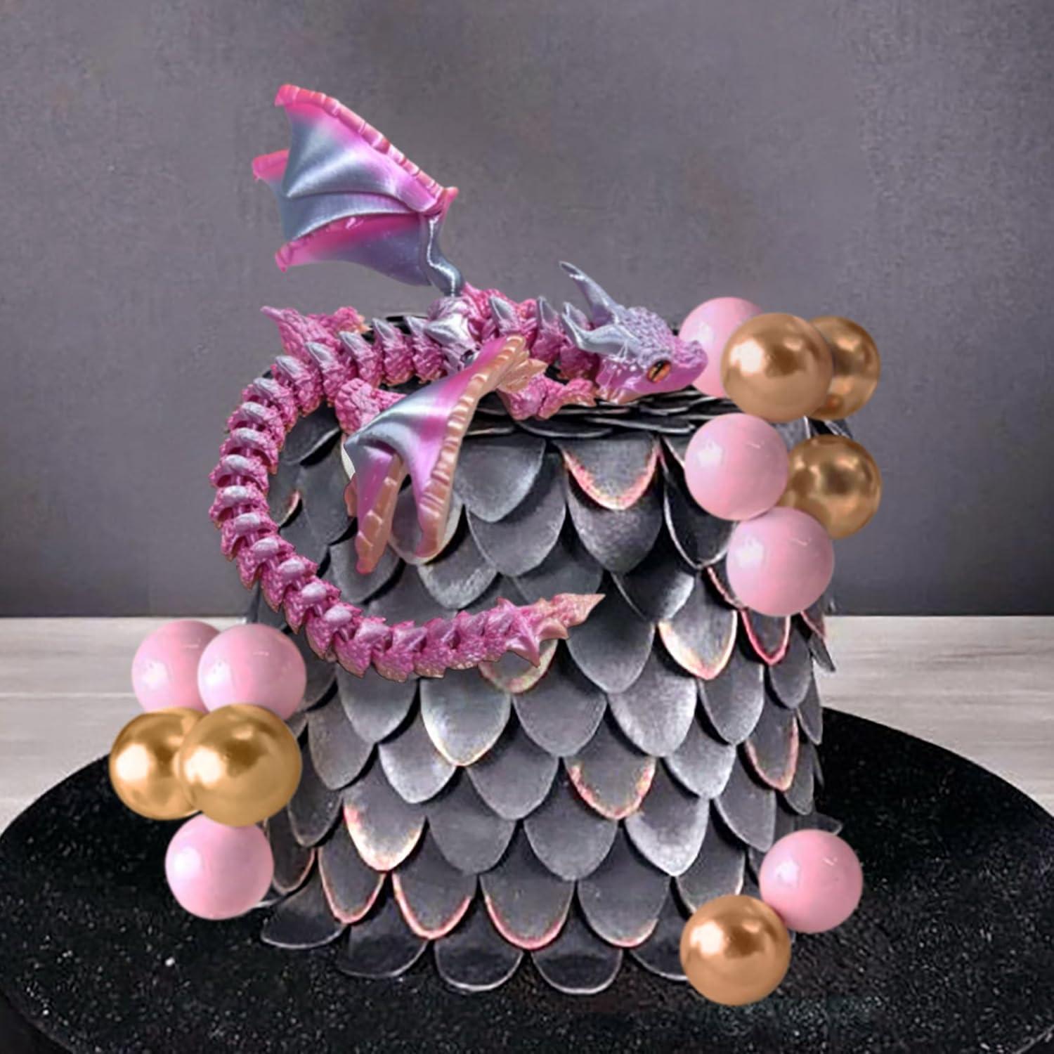 Adorno de pastel dragón 3D Roaring Good Time con huevos y bolas