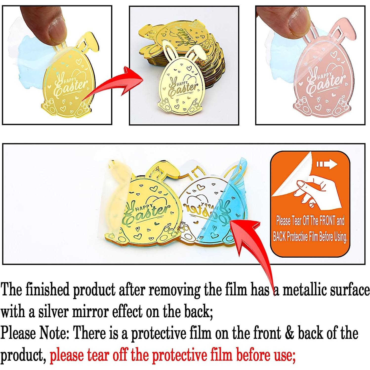 Set 24 Adornos de Cupcakes AiQi Bake Huevo Conejo Pascua Oro Rosa