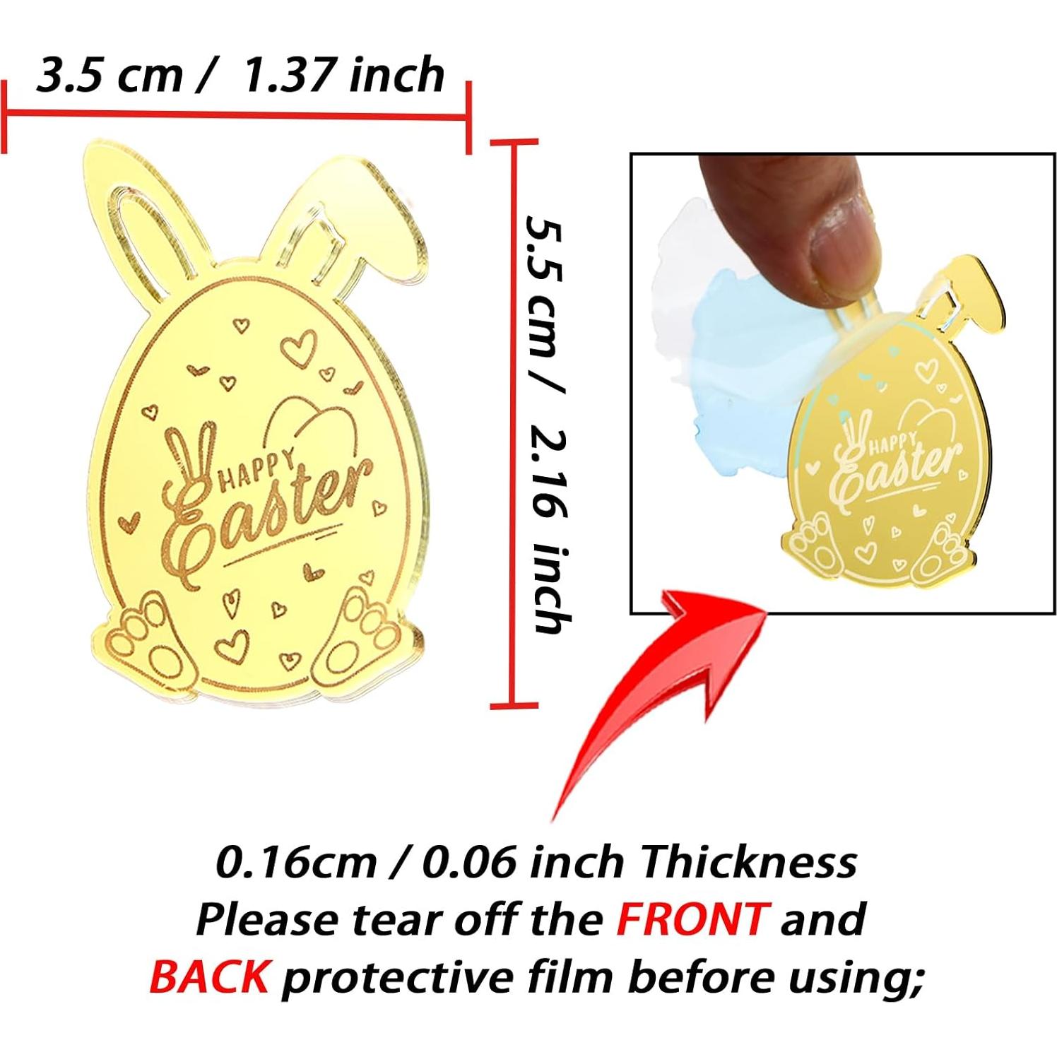 Set 24 Adornos de Cupcakes AiQi Bake Huevo Conejo Pascua Oro Rosa