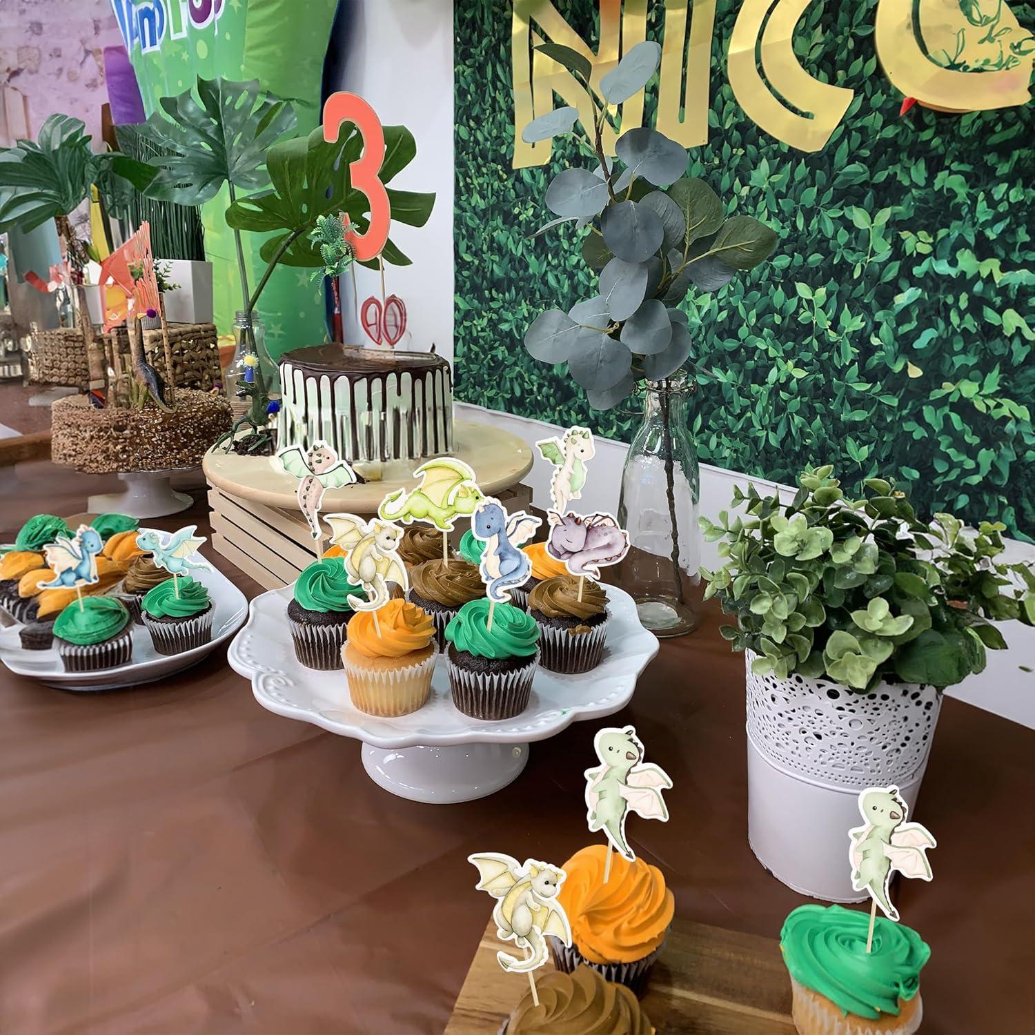 Toppers de Cupcake de Dragón Ephlyn - 36 Piezas Decorativas