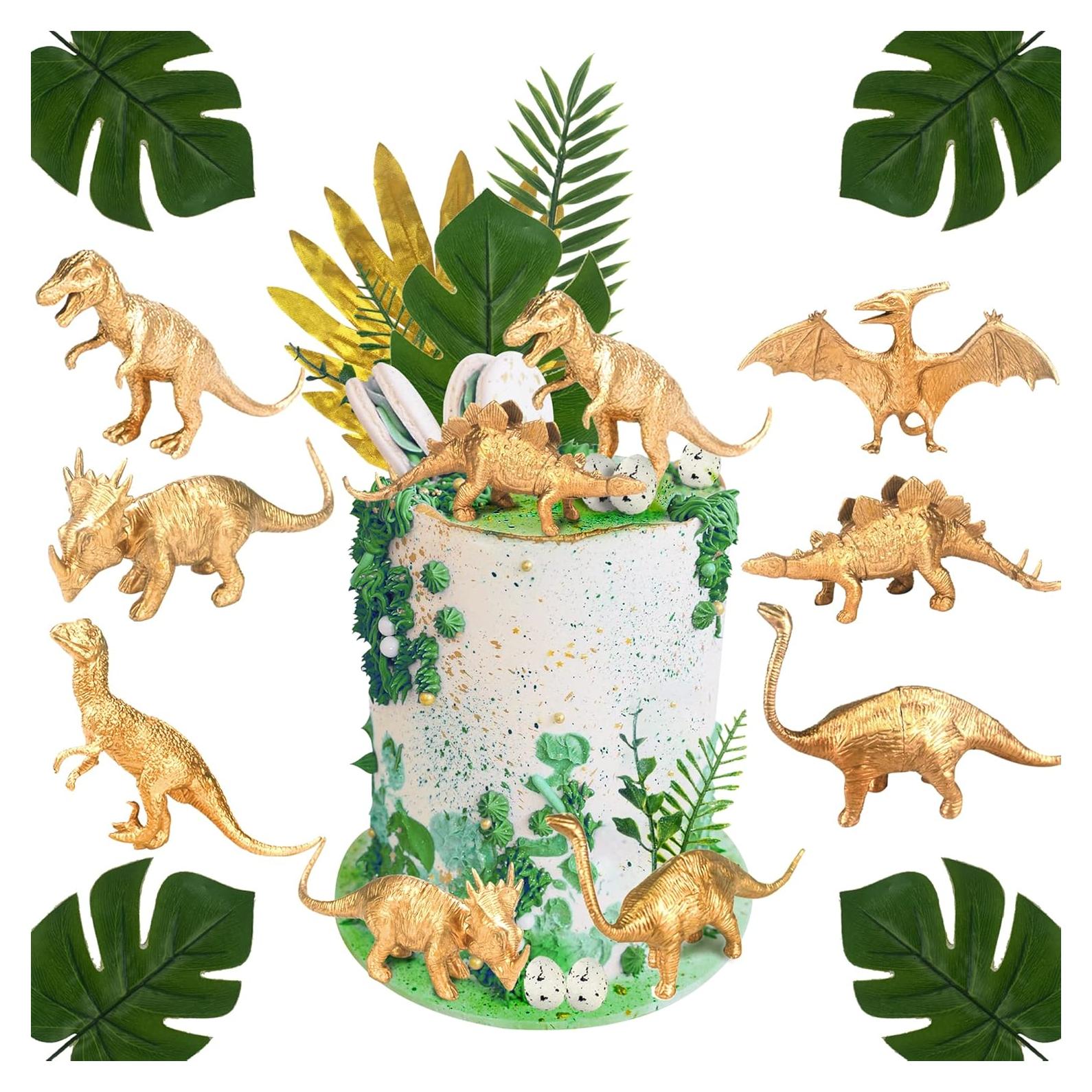 Decoraciones de Pastel Dinosaurio Dorado 16 Piezas BANBALLON