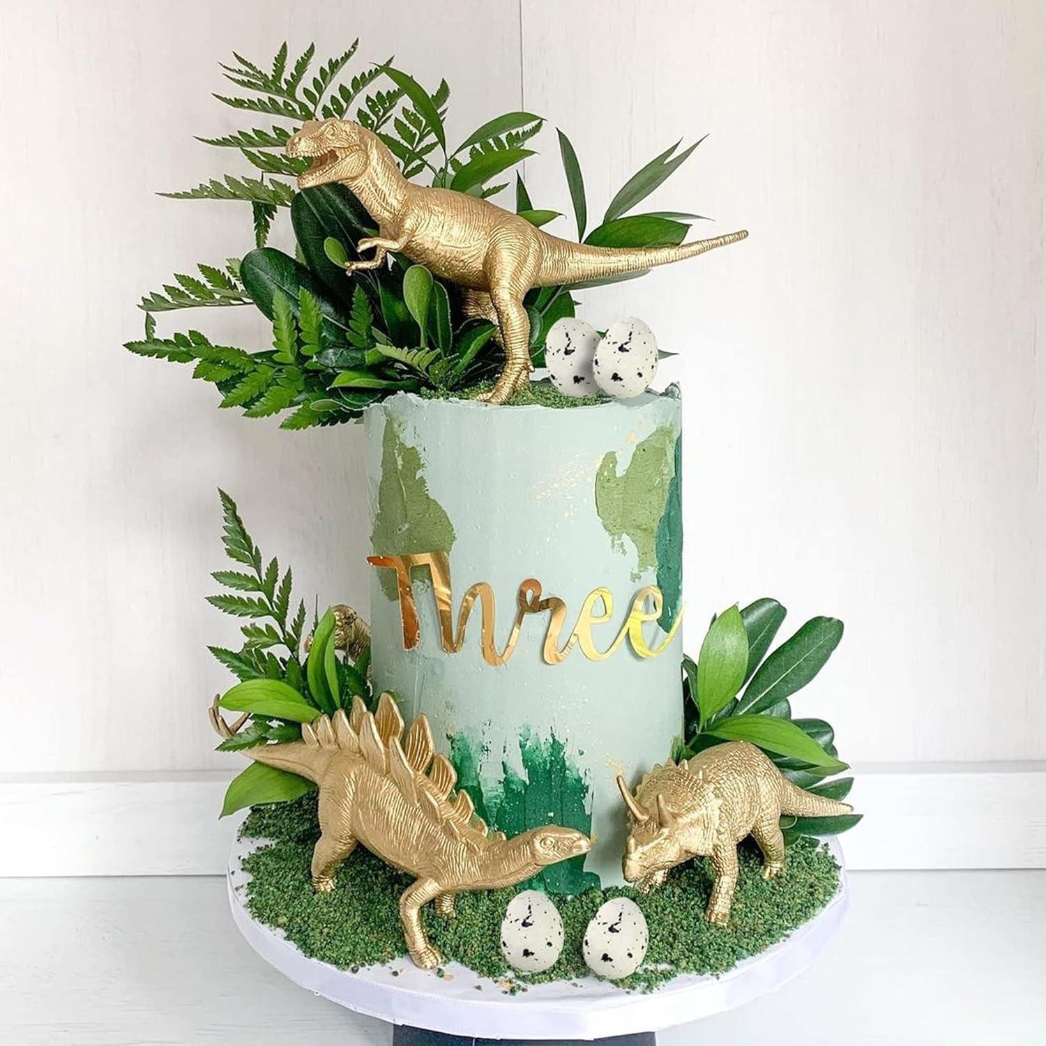 Decoraciones de Pastel Dinosaurio Dorado 16 Piezas BANBALLON