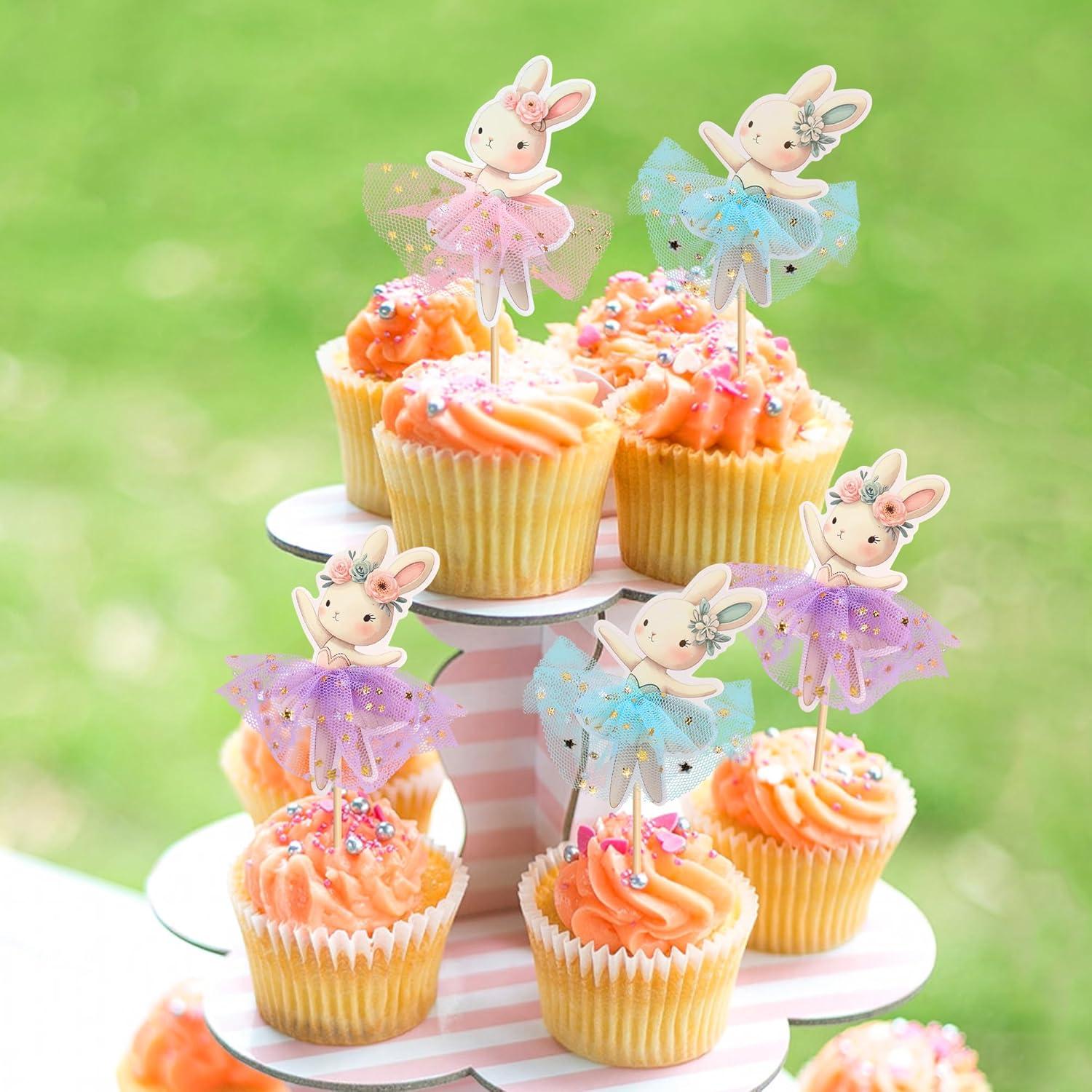 30 Adornos para Cupcakes de Pascua Giga Gud - Conejos y Huevos