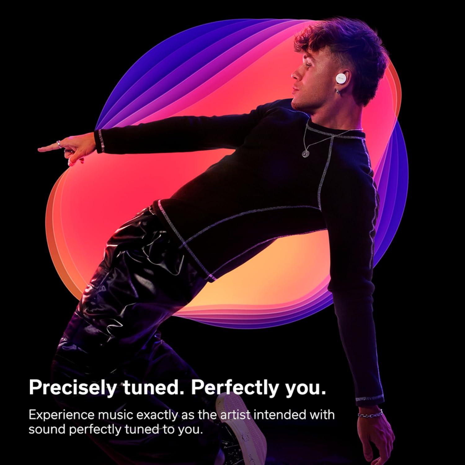 Denon PerL Pro True Wireless Earbuds - Adaptive Active Headphones Wireless Noise Canceling, Masimo Adaptive Acoustic Technology, Spatial Audio, 32Hr Battery Life, Wirefree Charging, Black