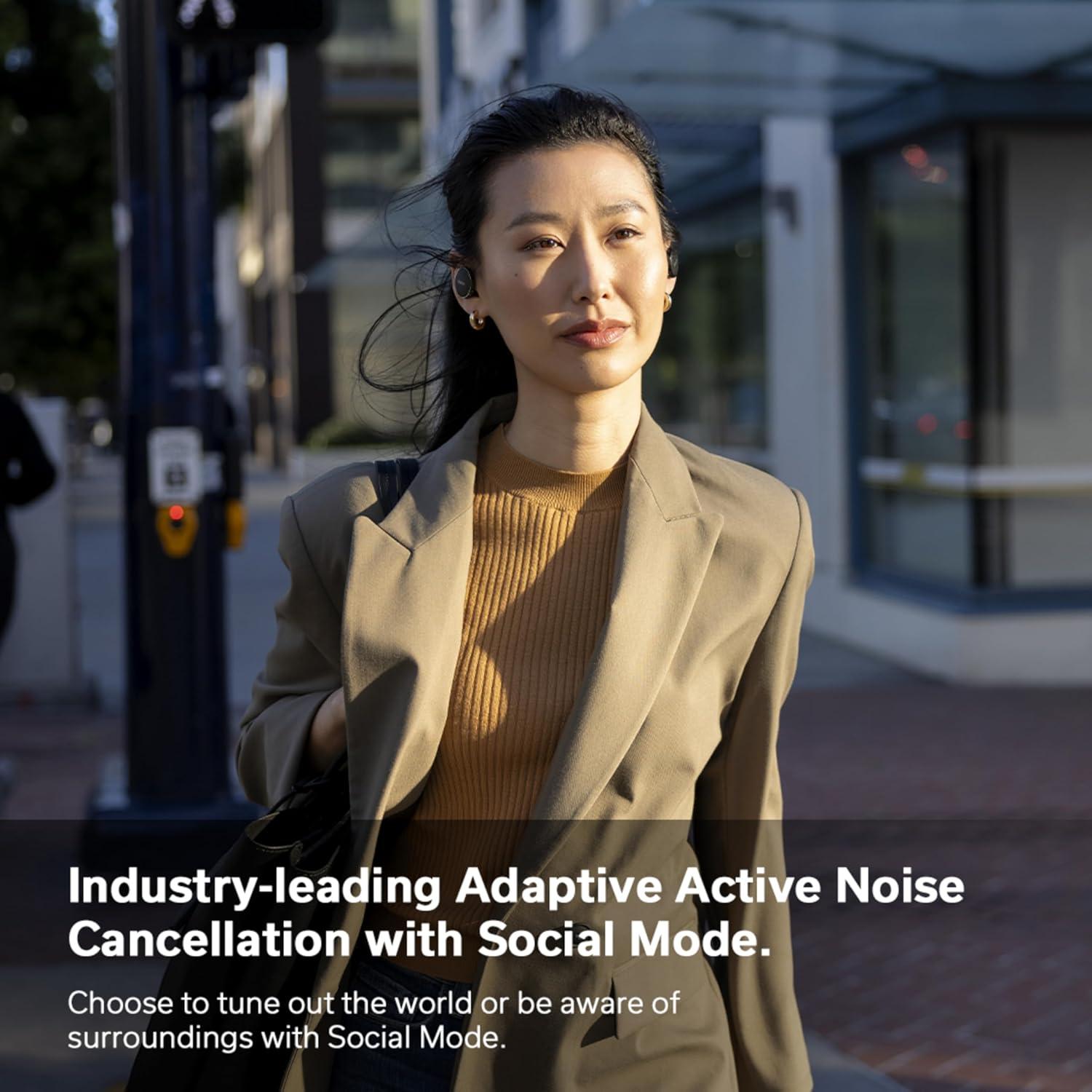 Denon PerL Pro True Wireless Earbuds - Adaptive Active Headphones Wireless Noise Canceling, Masimo Adaptive Acoustic Technology, Spatial Audio, 32Hr Battery Life, Wirefree Charging, Black