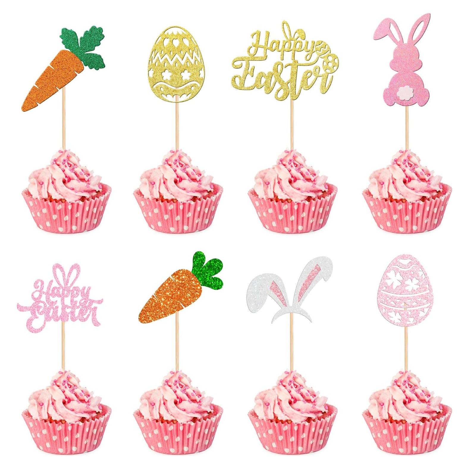 24 Adornos para Cupcakes de Pascua JNYLYFC - Conejo y Huevo