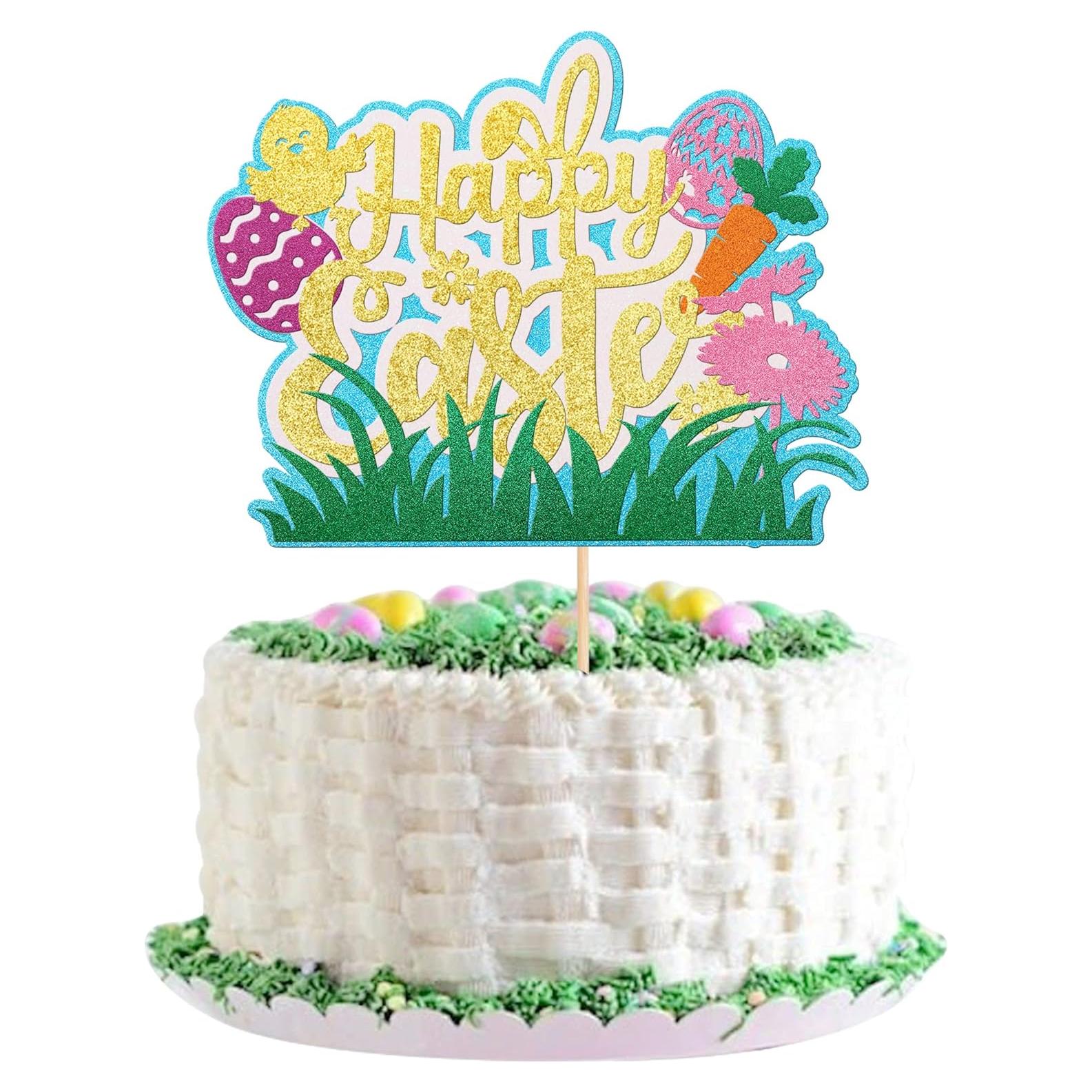 Adorno de Pastel ZHUOWEISM Zanahoria Huevo Conejo 16x22cm Dorado