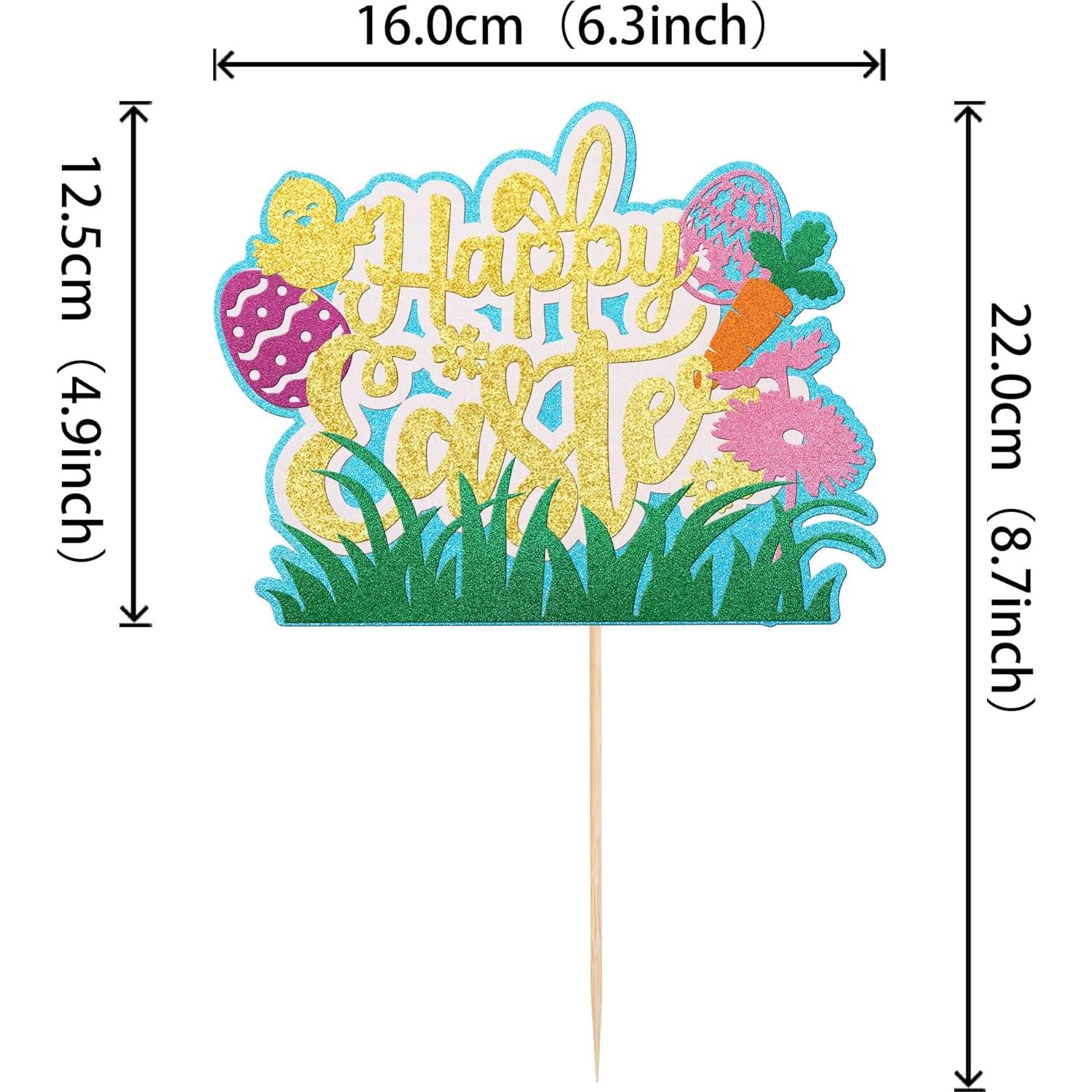 Adorno de Pastel ZHUOWEISM Zanahoria Huevo Conejo 16x22cm Dorado