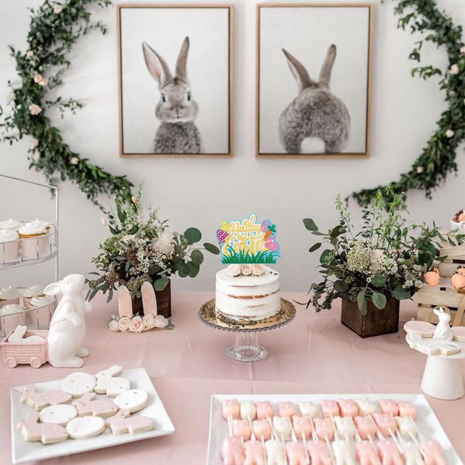 Adorno de Pastel ZHUOWEISM Zanahoria Huevo Conejo 16x22cm Dorado