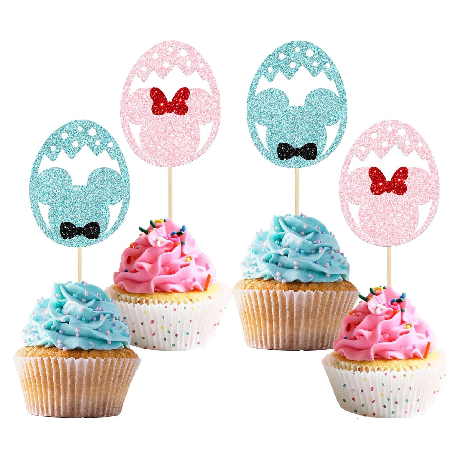 Gyufise 24 Decoraciones de Cupcake Revelación de Género Huevo