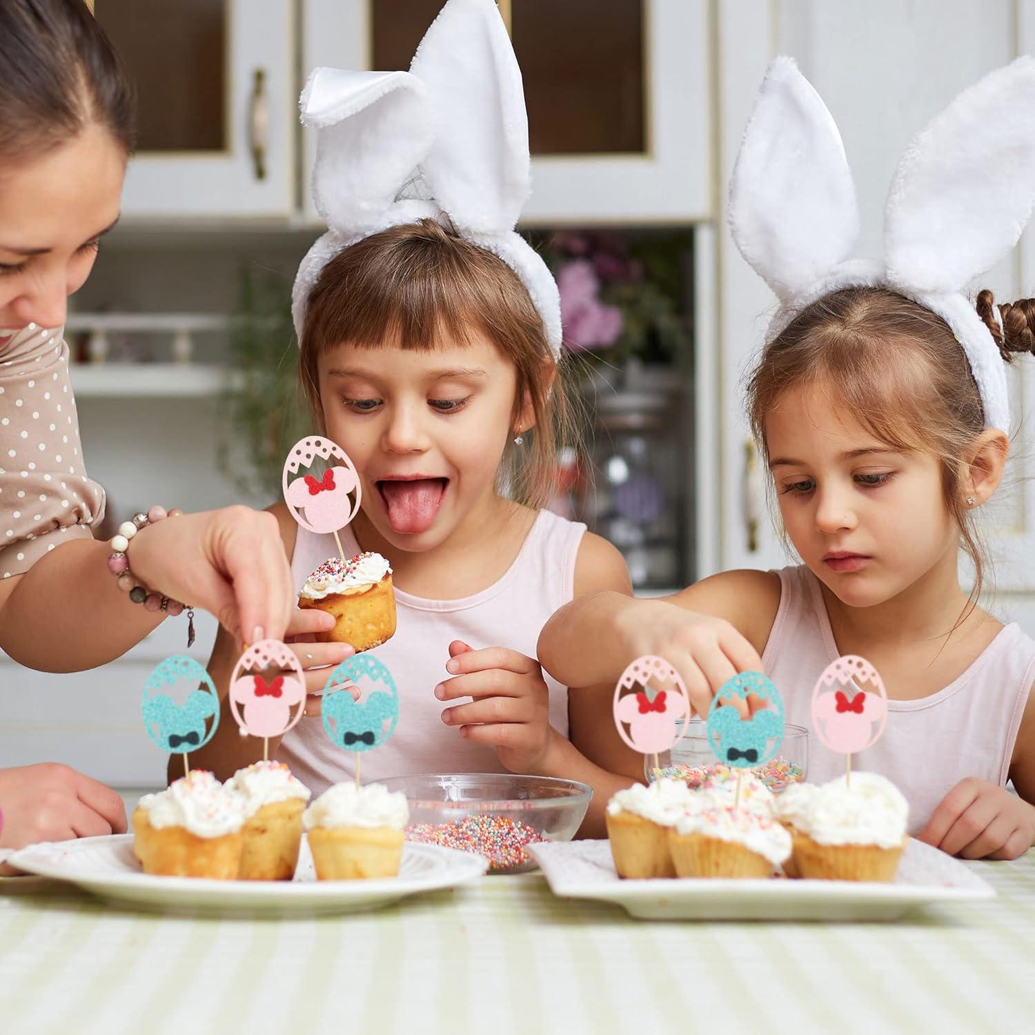 Gyufise 24 Decoraciones de Cupcake Revelación de Género Huevo