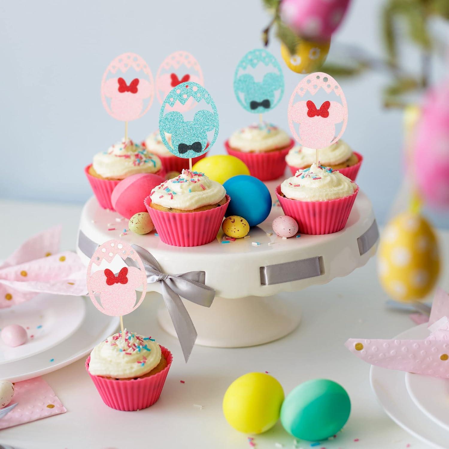 Gyufise 24 Decoraciones de Cupcake Revelación de Género Huevo