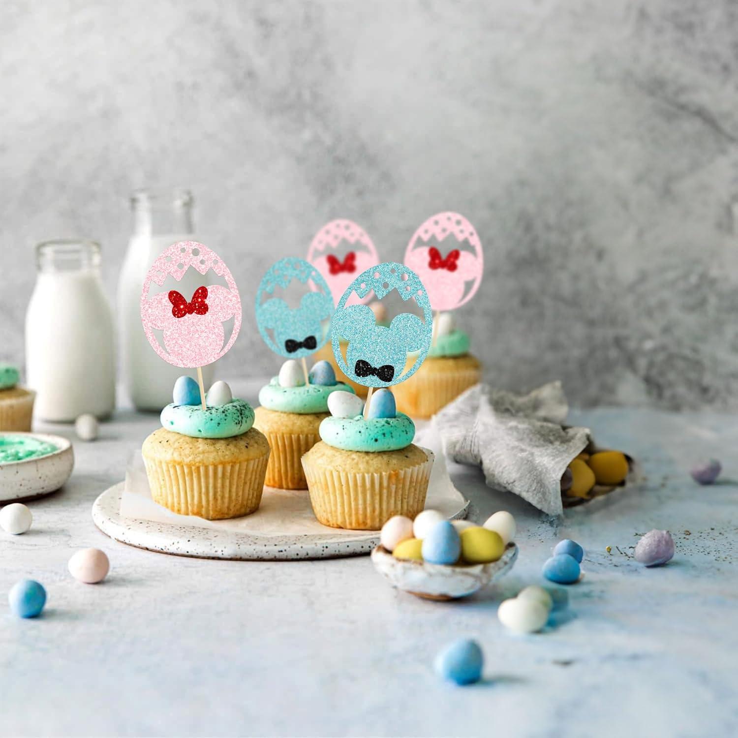 Gyufise 24 Decoraciones de Cupcake Revelación de Género Huevo