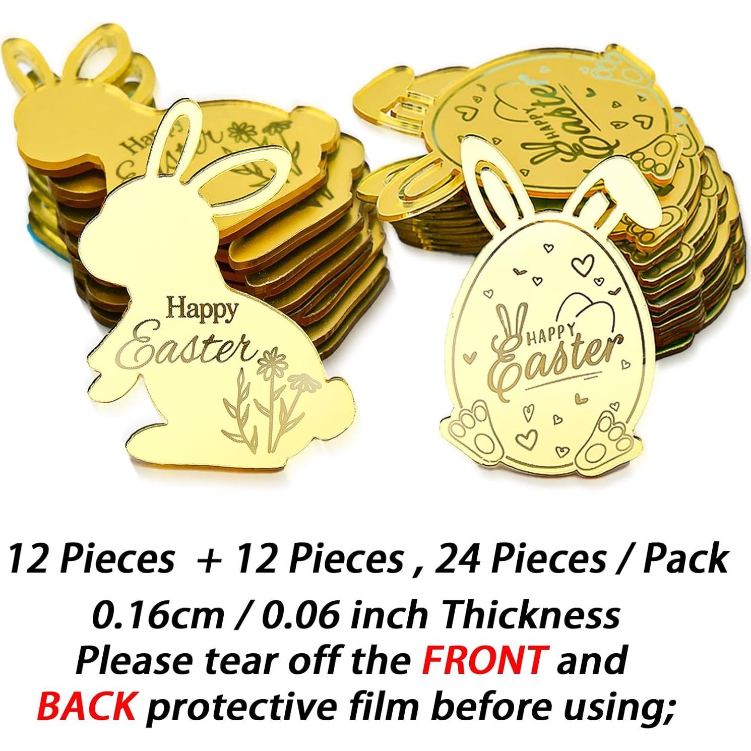 Set 24 Adornos de Cupcake AiQi Bake Conejito Pascua Dorado