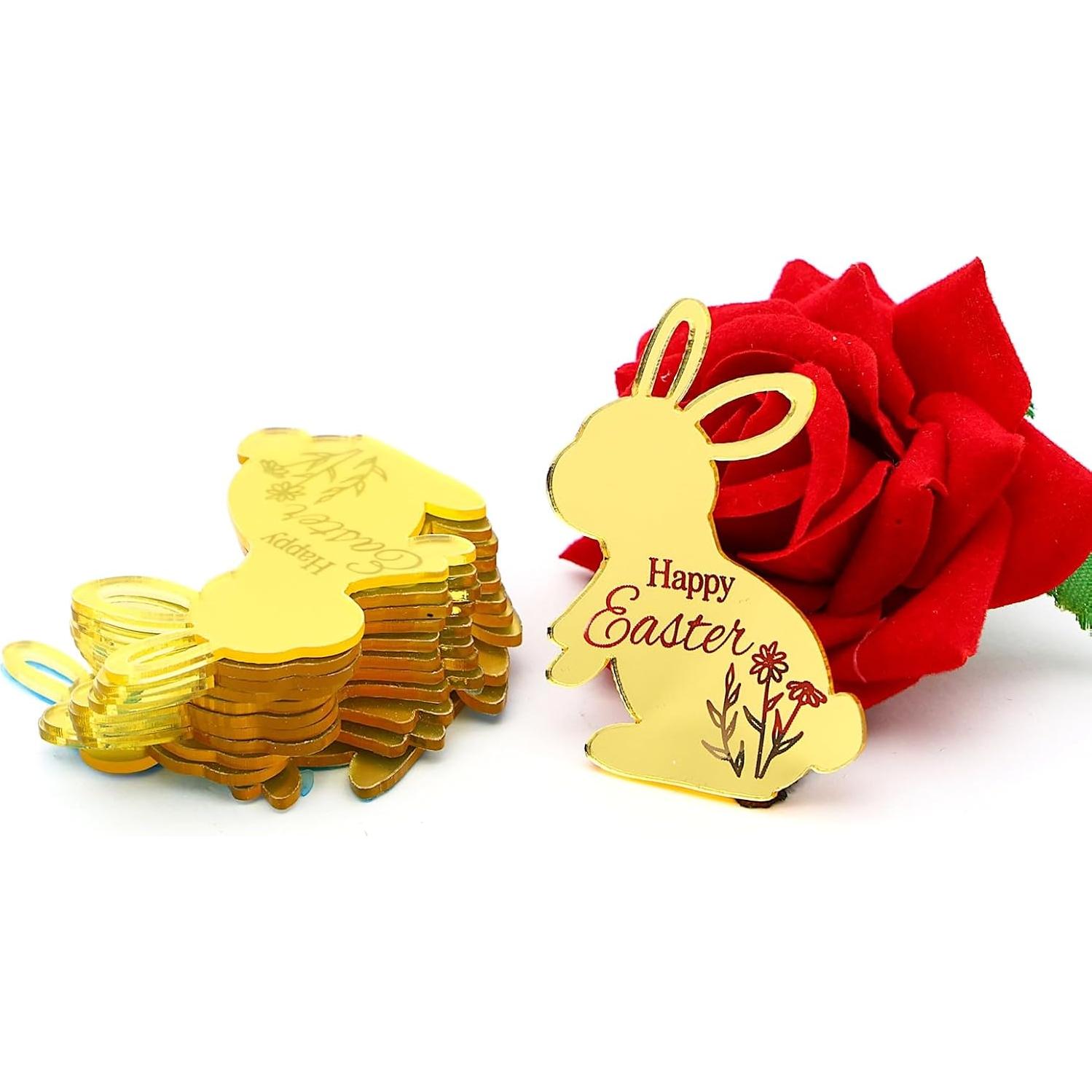 Set 24 Adornos de Cupcake AiQi Bake Conejito Pascua Dorado