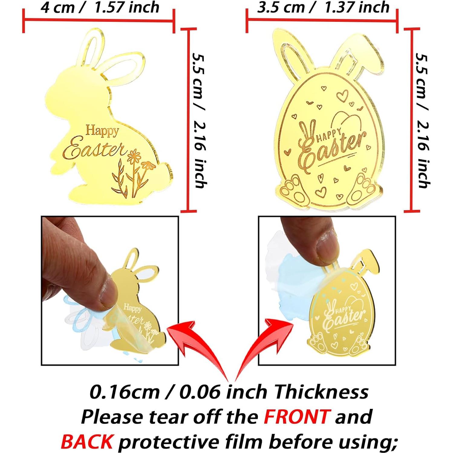 Set 24 Adornos de Cupcake AiQi Bake Conejito Pascua Dorado