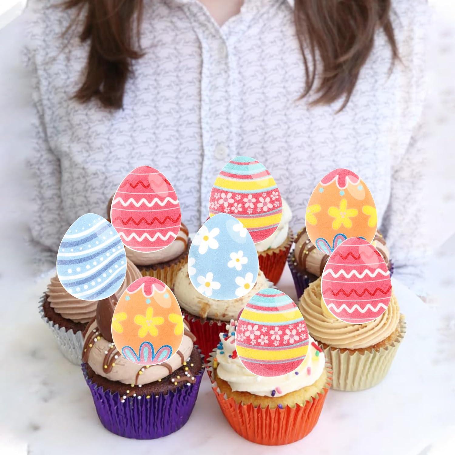 Rsstarxi 60 Decoraciones Comestibles Huevos Pascua Cupcakes