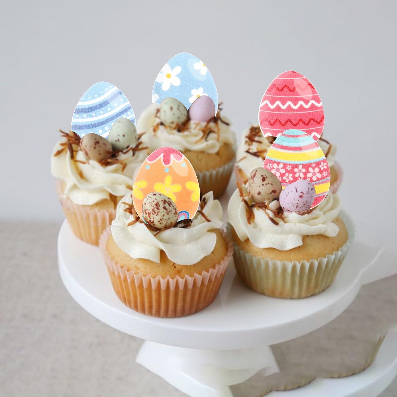 Rsstarxi 60 Decoraciones Comestibles Huevos Pascua Cupcakes
