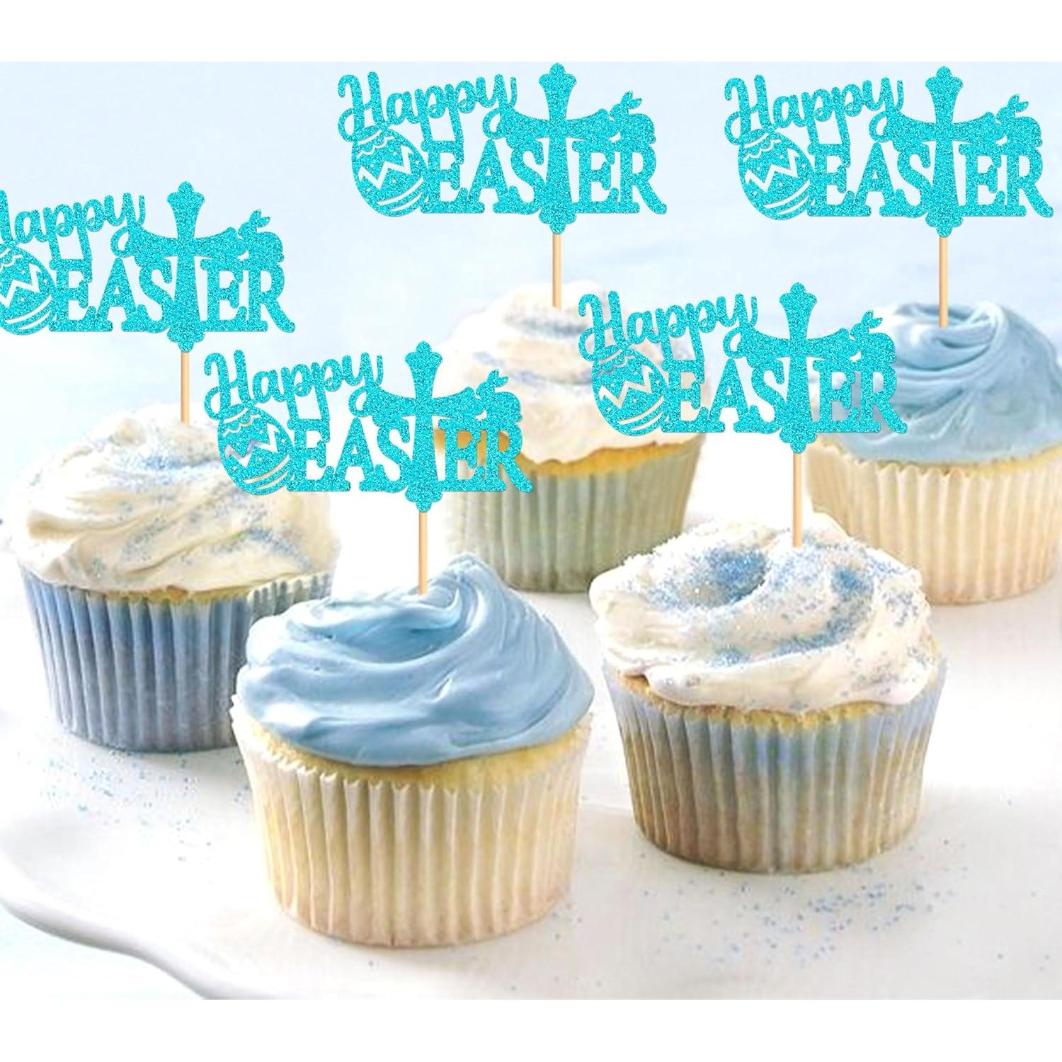 24 Adornos de Cupcake de Pascua Feliz Cyodoos - Conejo y Huevo