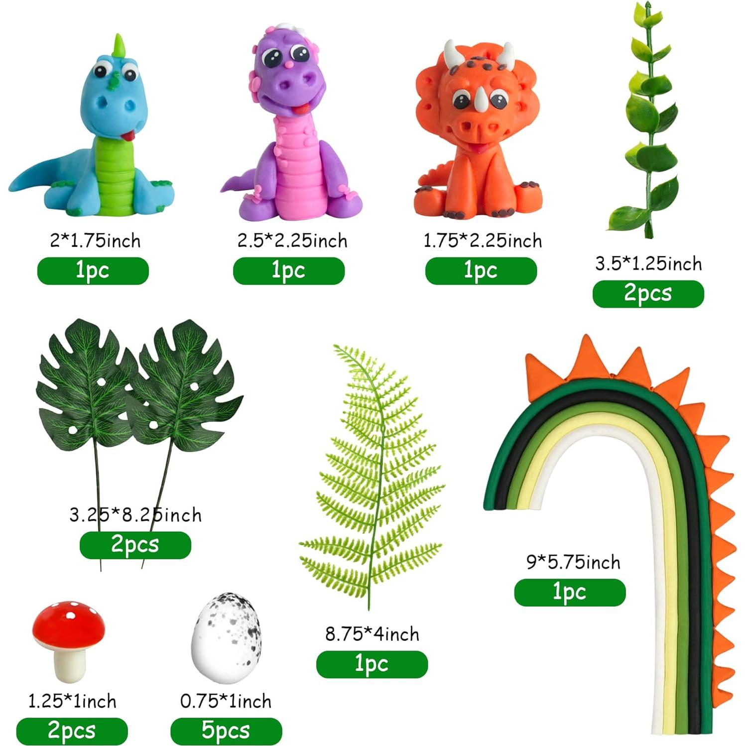 Decoraciones de Pastel Dinosaurio Arcoíris 16 Piezas DRWATE