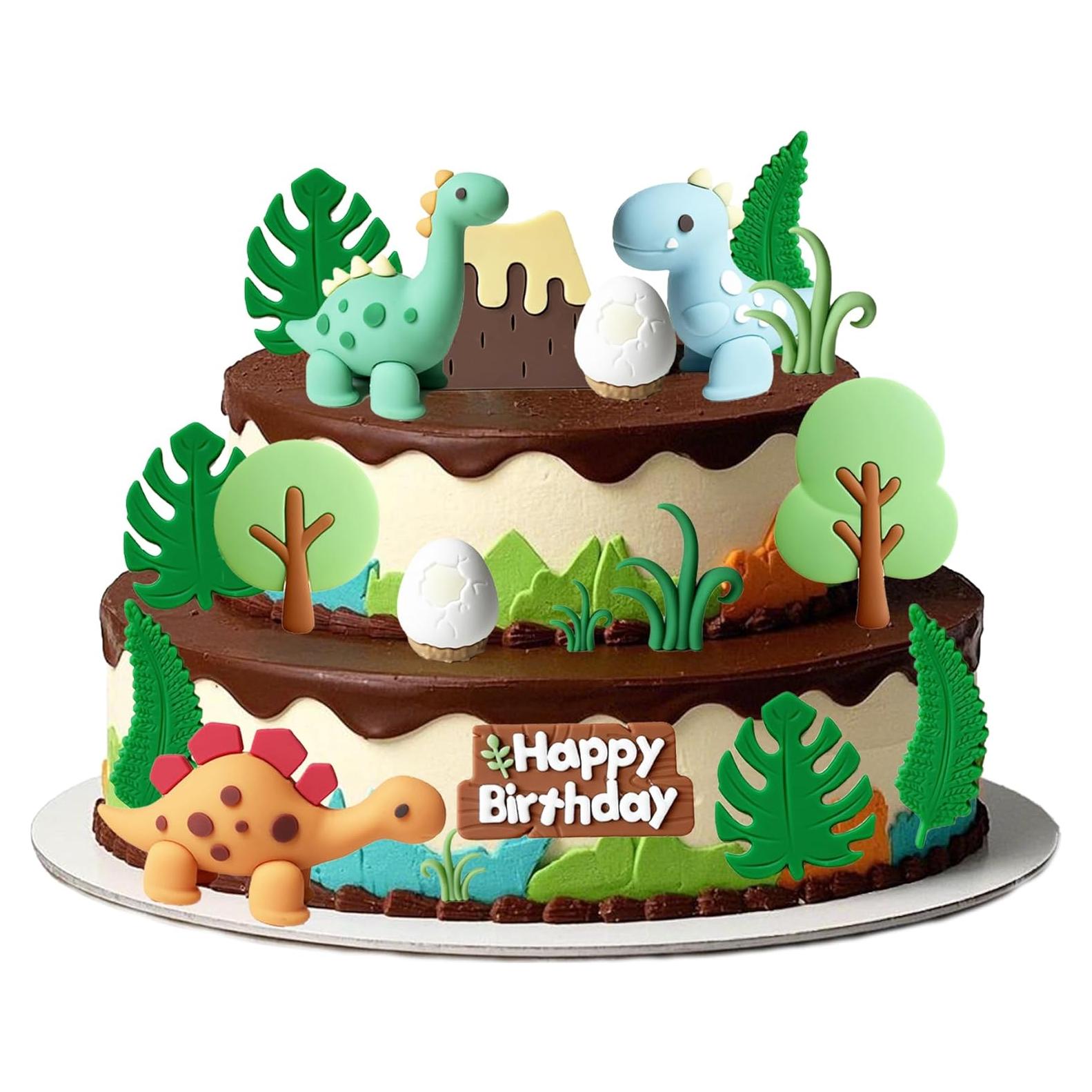 21 Piezas Decoraciones de Pastel Dinosaurio SAYHALO PVC