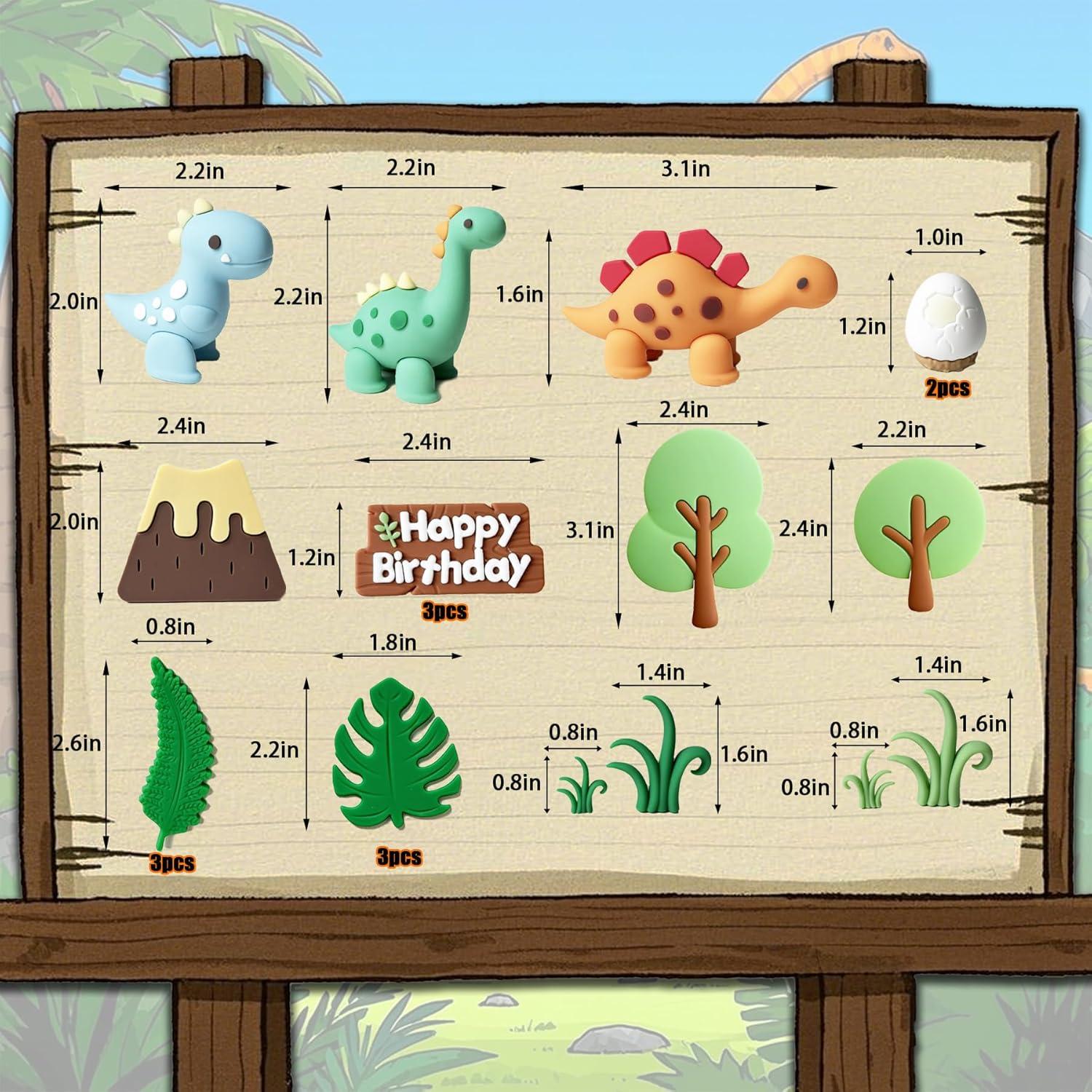 21 Piezas Decoraciones de Pastel Dinosaurio SAYHALO PVC