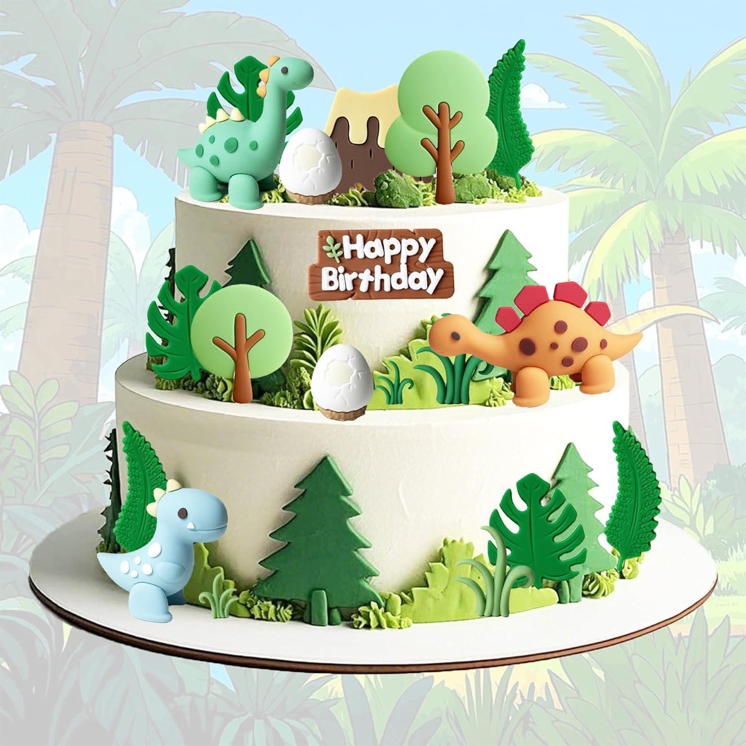 21 Piezas Decoraciones de Pastel Dinosaurio SAYHALO PVC