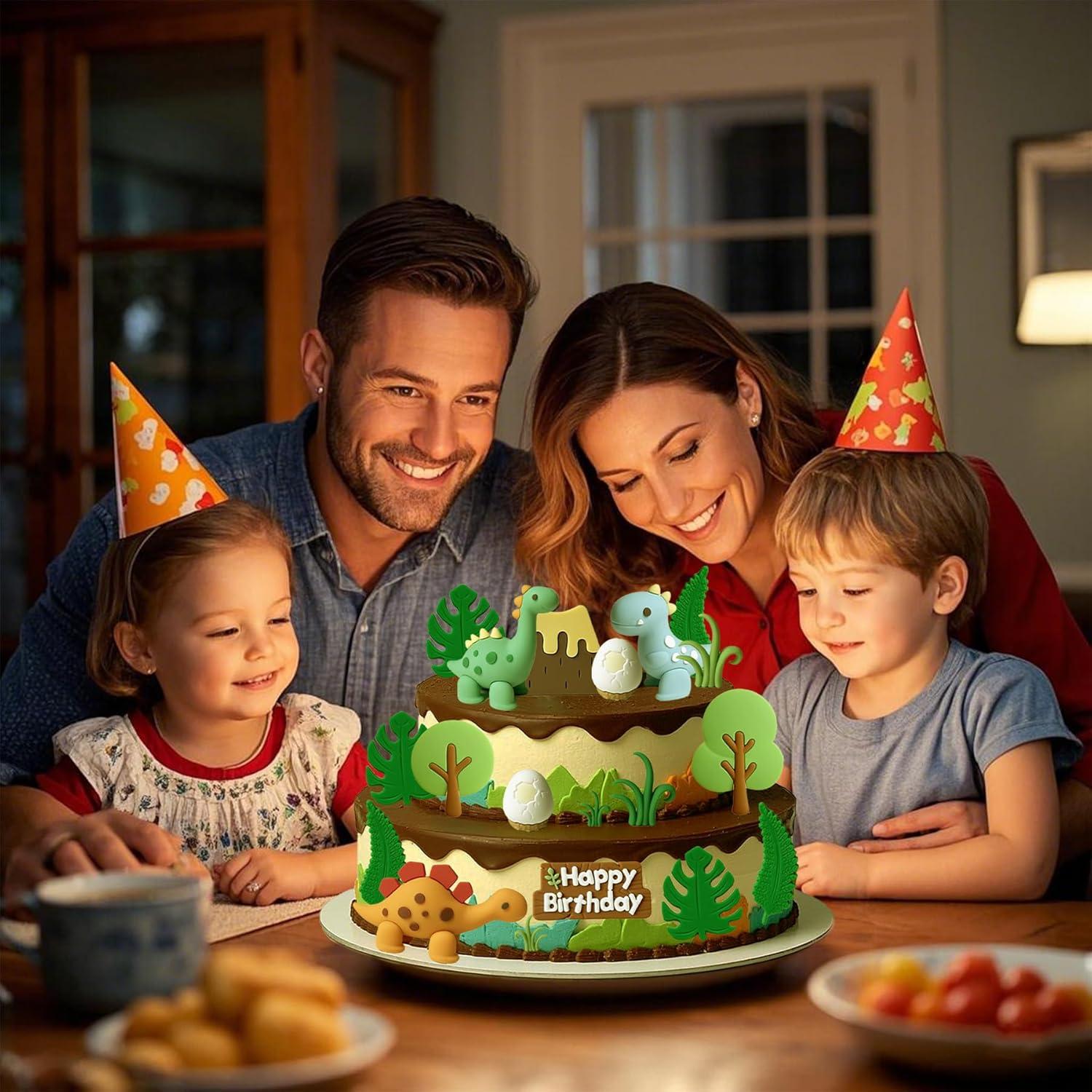 21 Piezas Decoraciones de Pastel Dinosaurio SAYHALO PVC