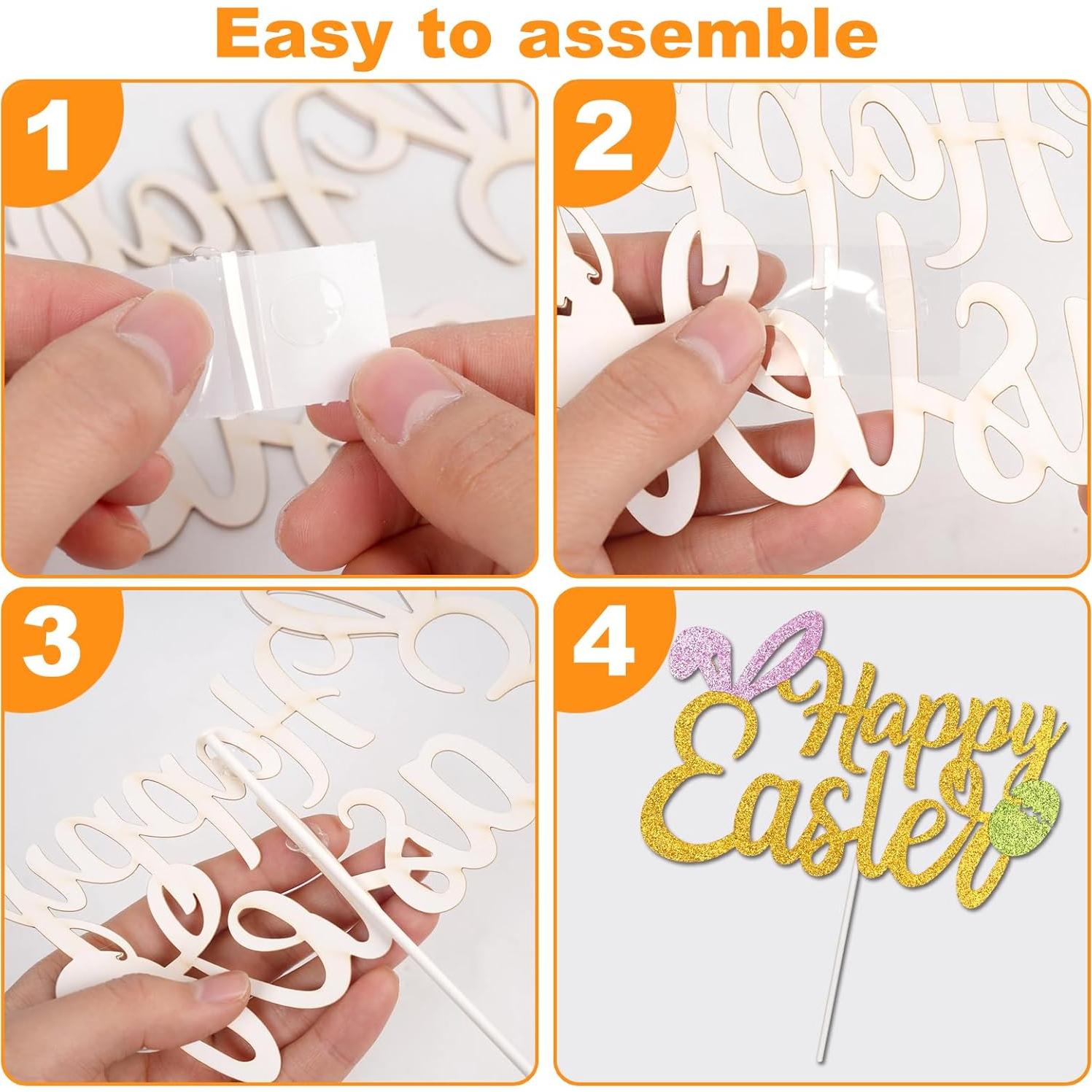 25 Piezas Adornos de Pastel Pascua Wootkey - Conejo, Huevo, Zanahoria