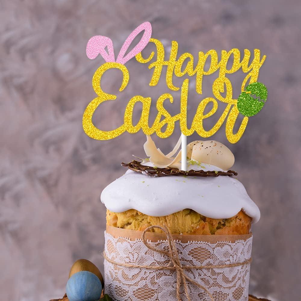 25 Piezas Adornos de Pastel Pascua Wootkey - Conejo, Huevo, Zanahoria
