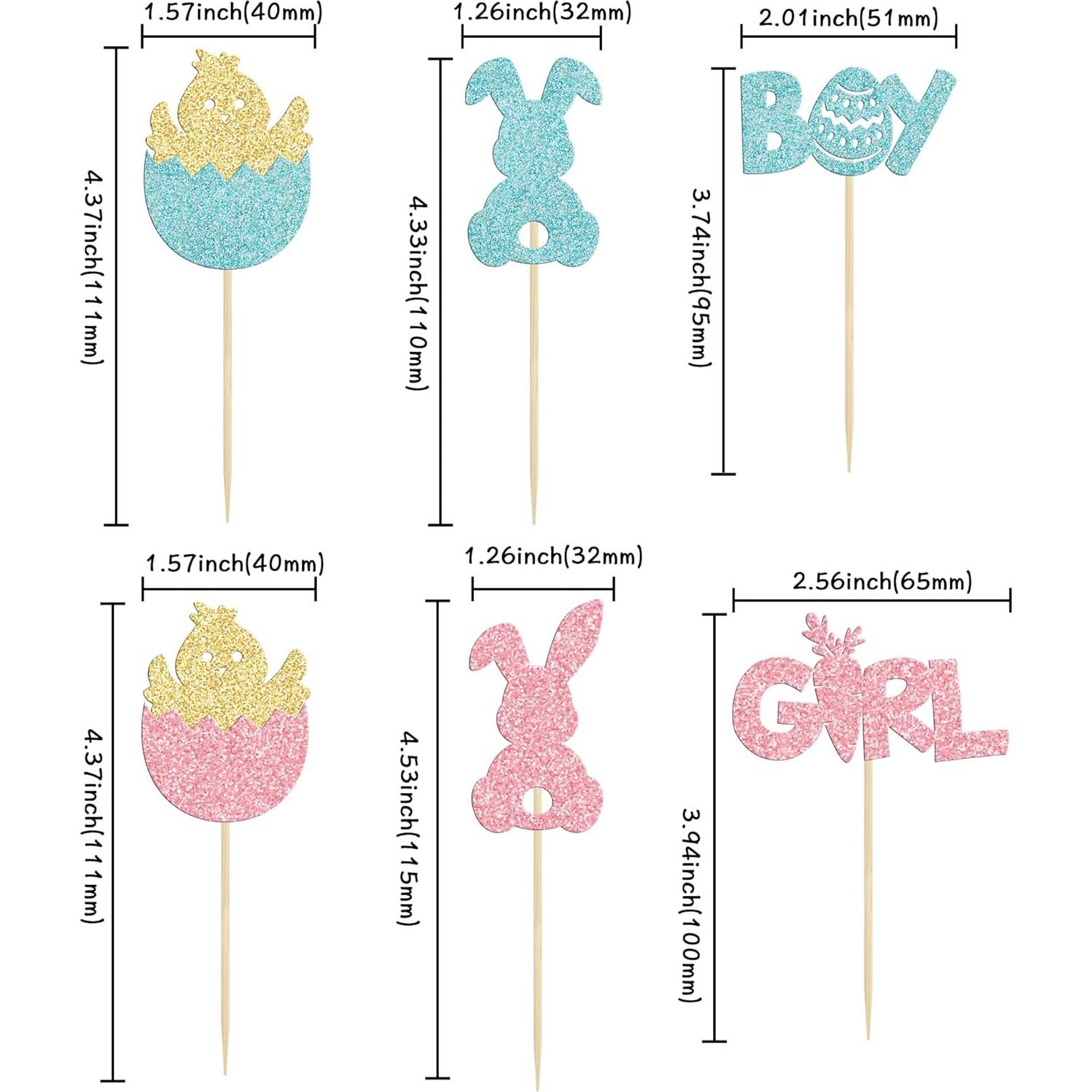 Decoraciones para Cupcakes Gyufise 24Pcs Pascua Revelación de Género