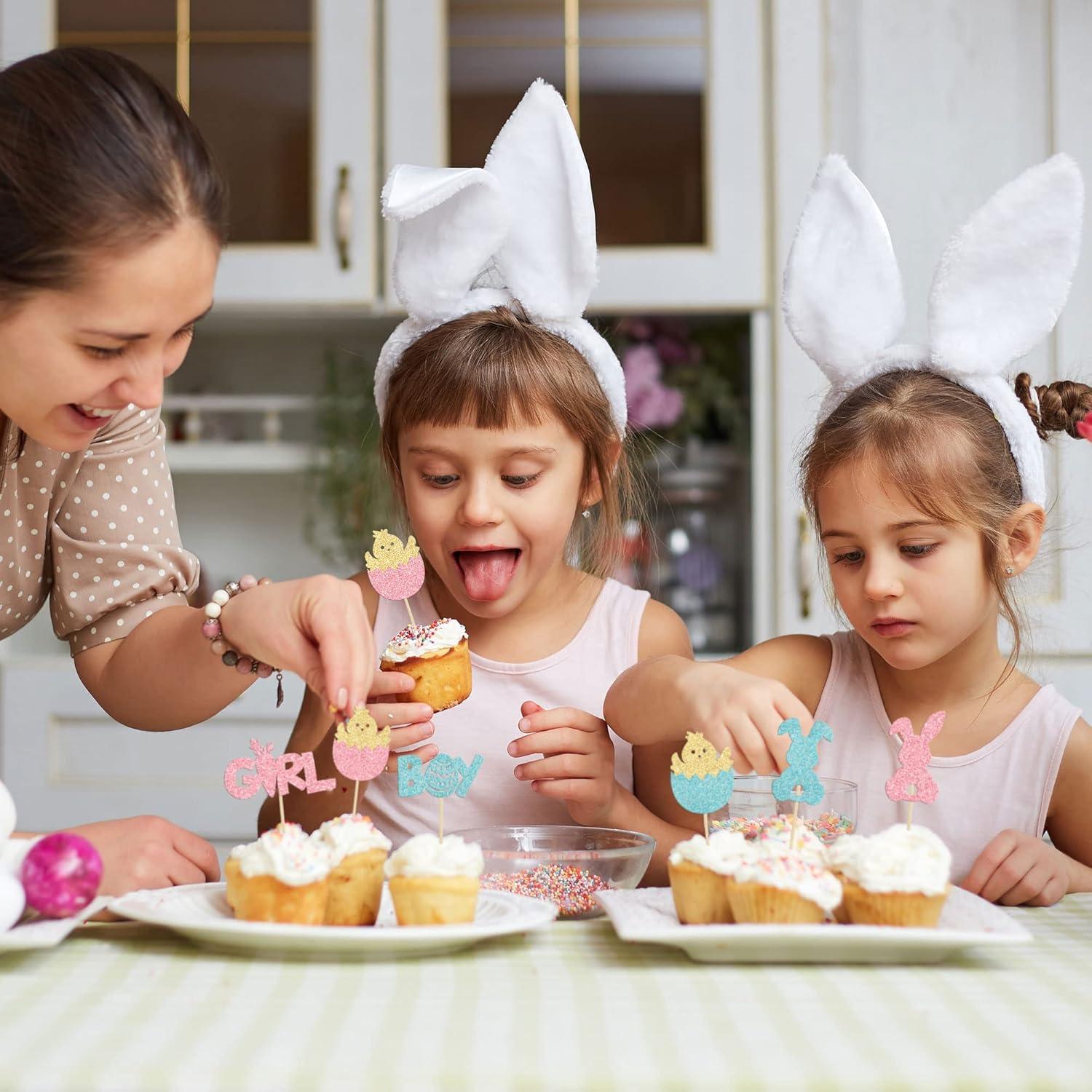 Decoraciones para Cupcakes Gyufise 24Pcs Pascua Revelación de Género