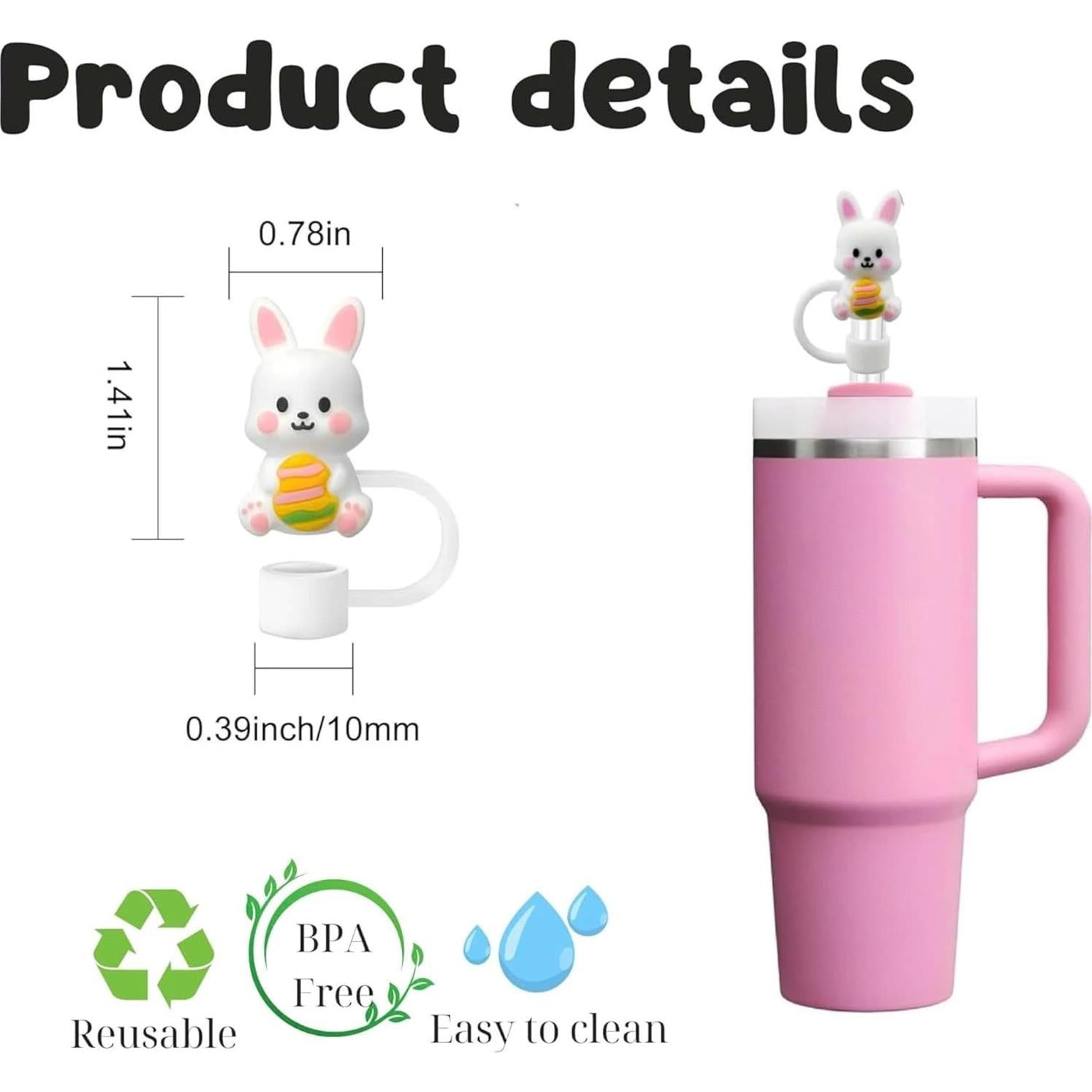 5 Tapas de Paja de Pascua Bimoha para Taza Stanley 30-40oz