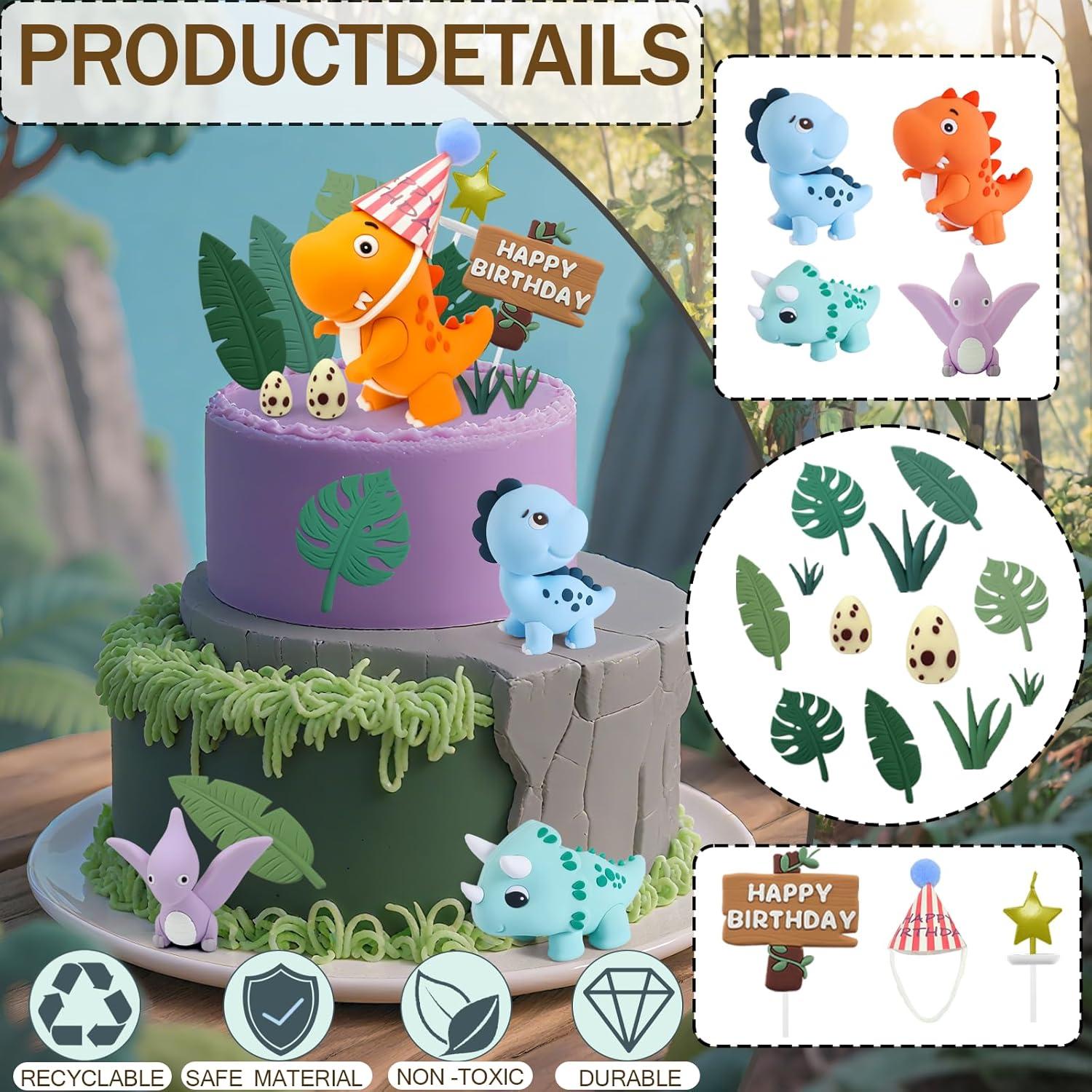 Juego de 20 Adornos para Pastel de Dinosaurio DUOROUBAO