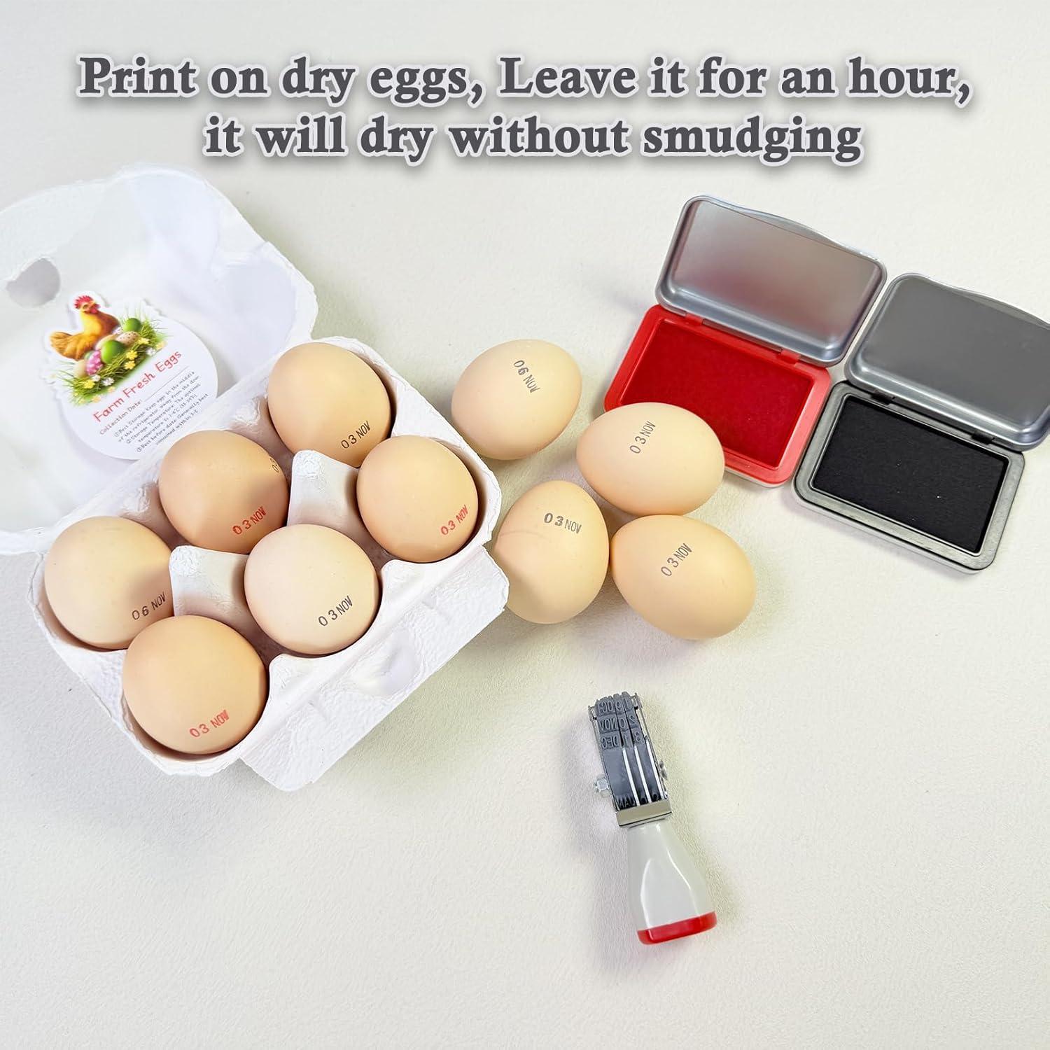 Kit de Sello de Fecha para Huevos Aunewrick con 2 Almohadillas