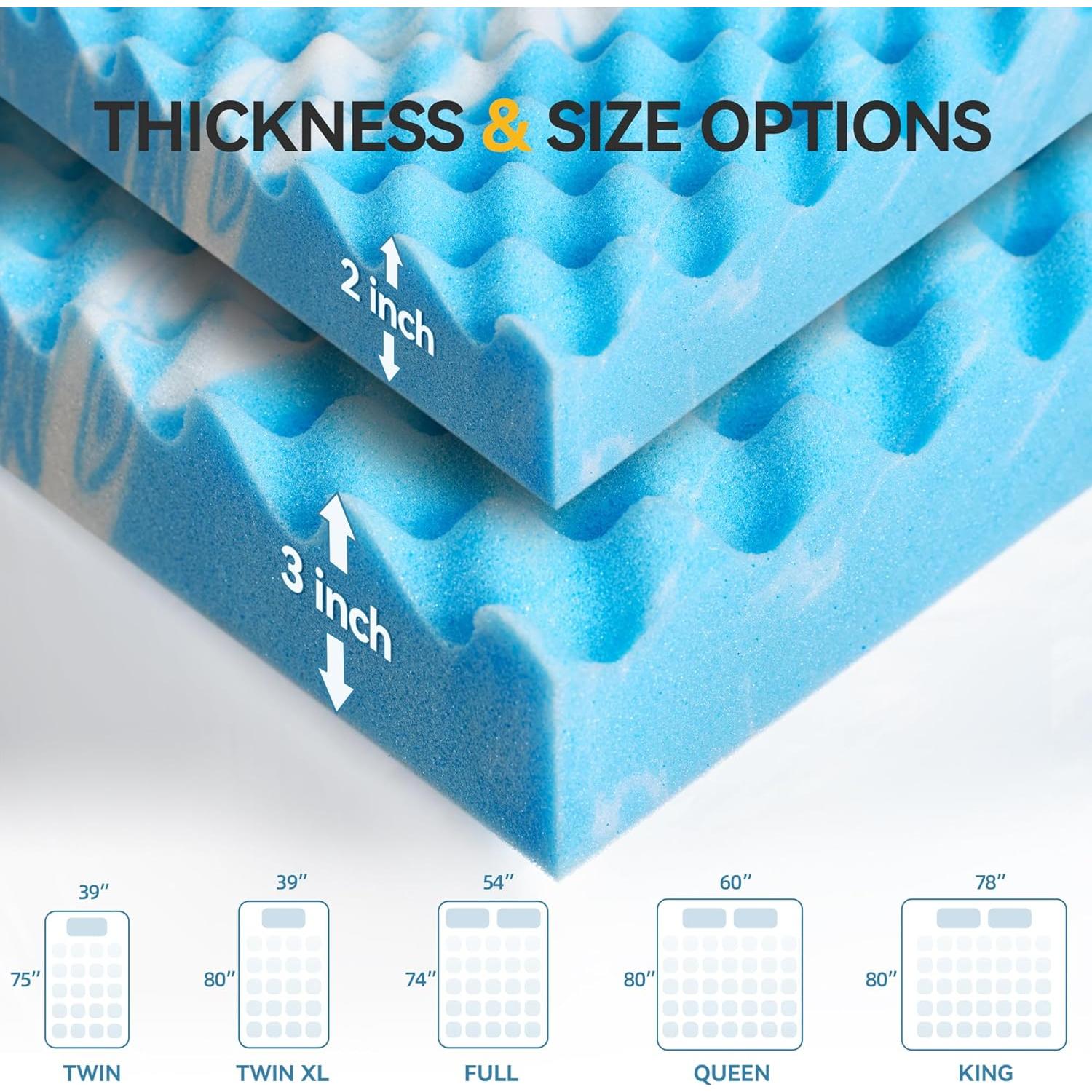 Colchón Viscoelástico SINWEEK Twin XL 3 Pulgadas Azul