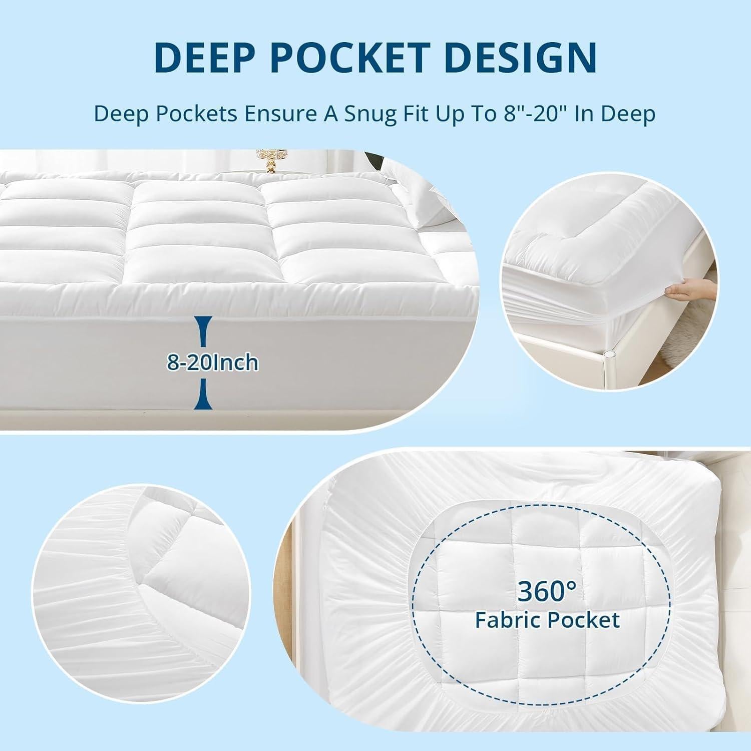 Colchón Superior Queen YUGYVOB Extra Grueso Transpirable 20-53 cm