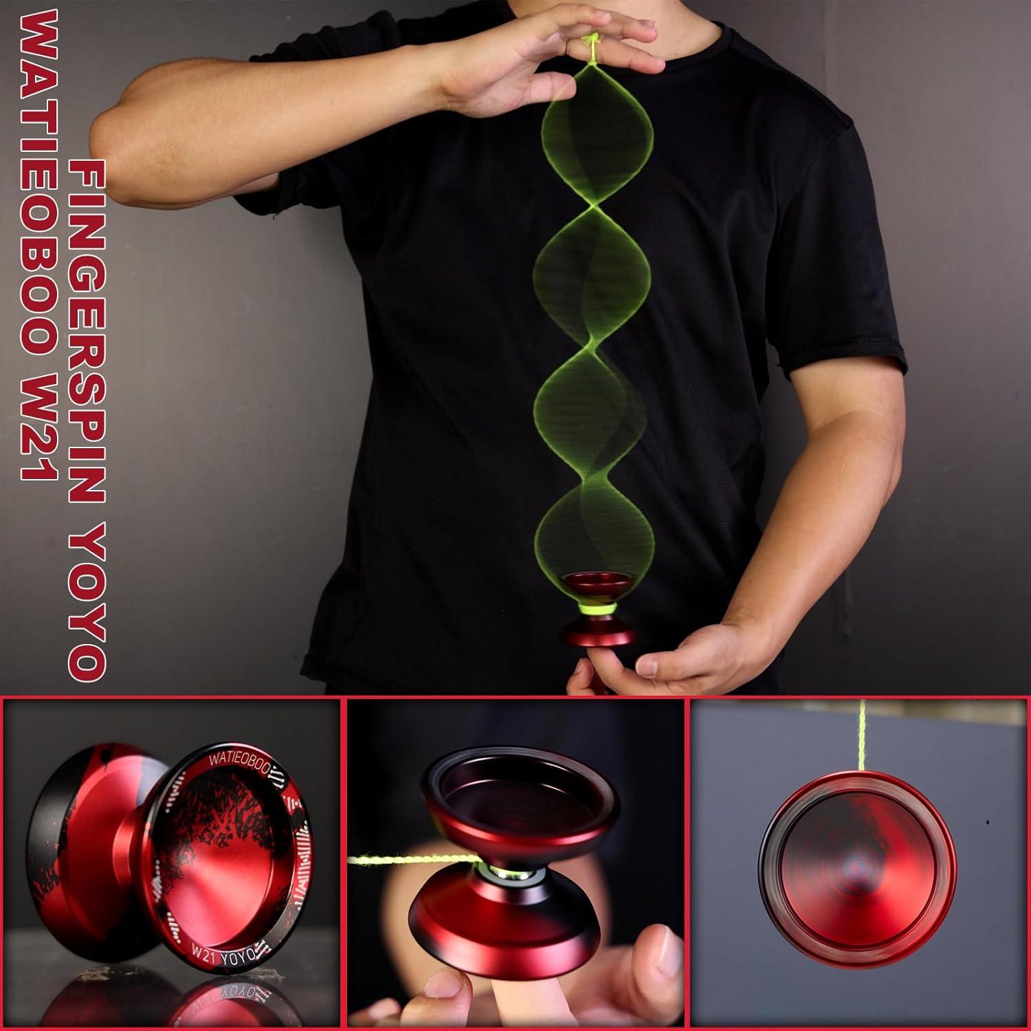 Yo-Yo Metálico WATIEOBOO R8 Pro y Responsive - Negro Rojo