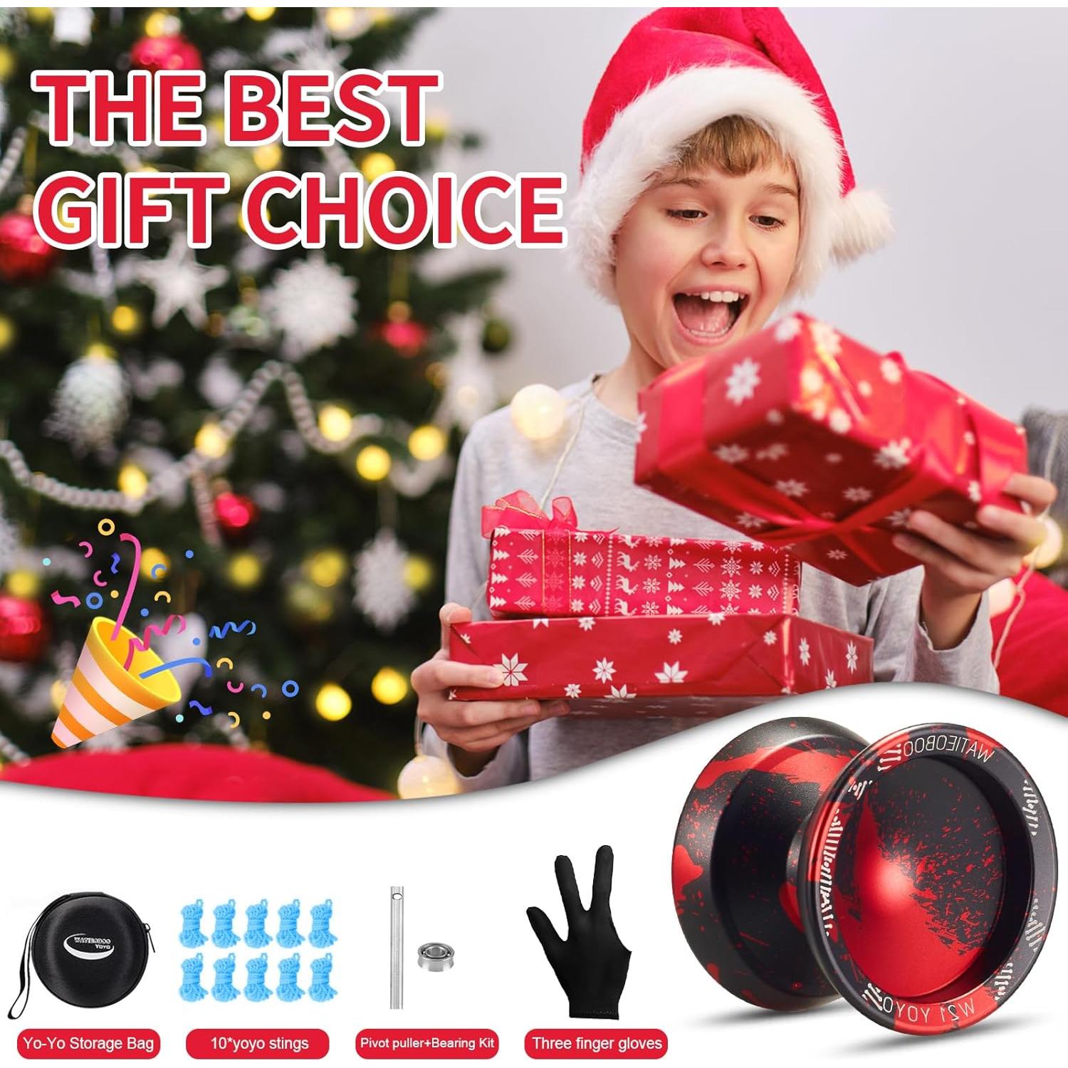 Yo-Yo Metálico WATIEOBOO R8 Pro y Responsive - Negro Rojo