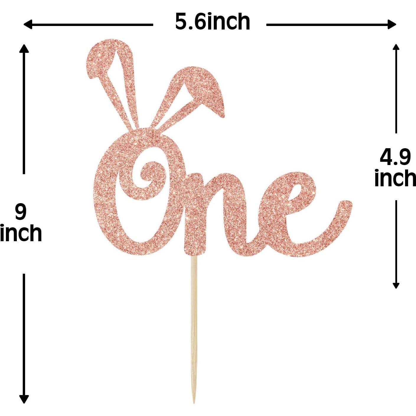 Adorno de pastel con orejas de conejo Jenrtvis 14.2 cm dorado rosa